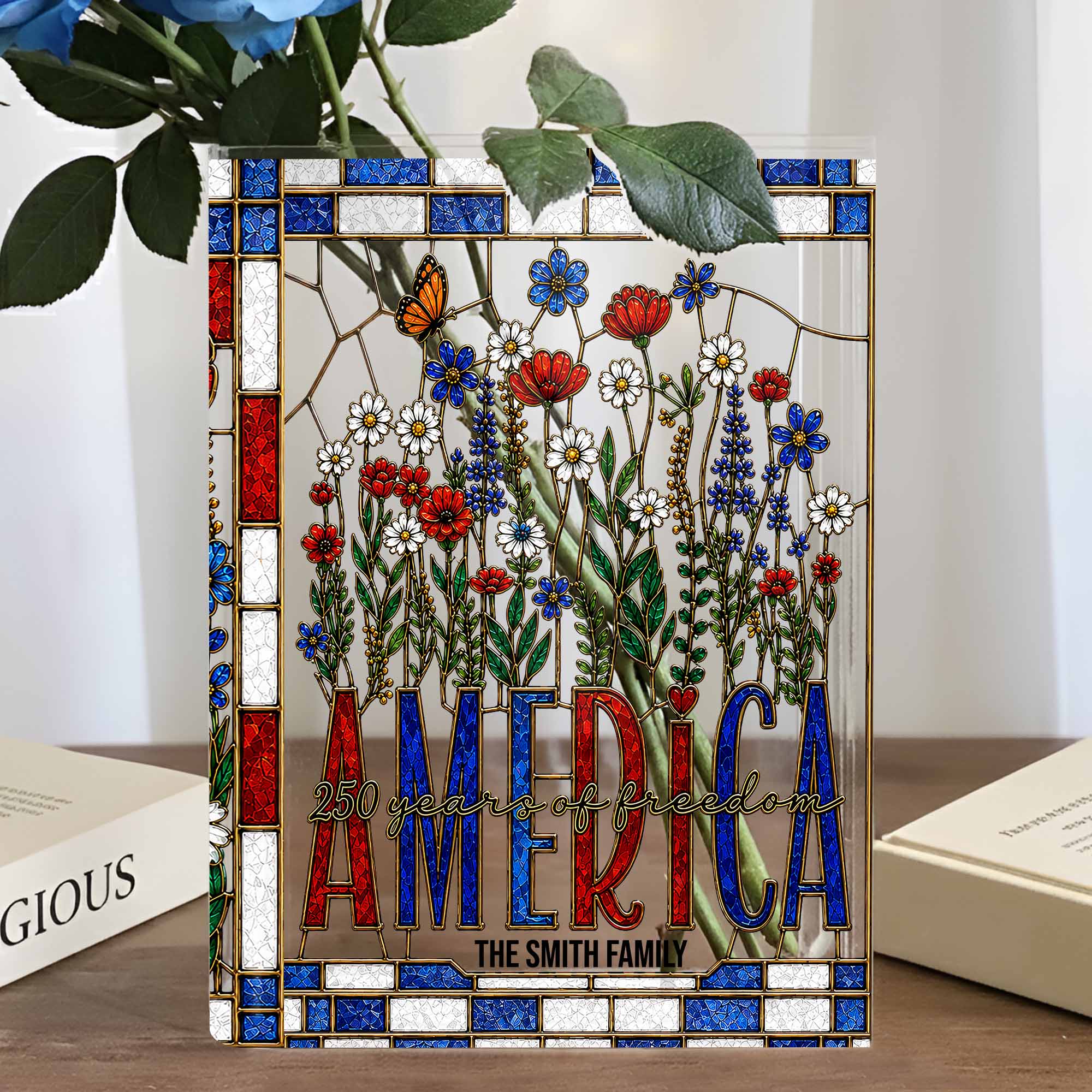 Personalized Acrylic Book Vase Custom Name Gift for Family Acrylic Book Vase GradoCreations