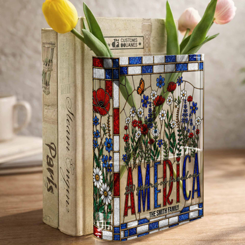 Personalized Acrylic Book Vase Custom Name Gift for Family Acrylic Book Vase GradoCreations