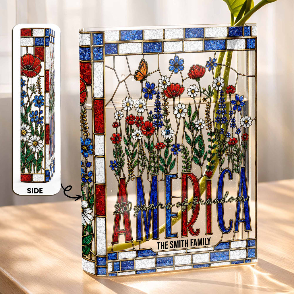 Personalized Acrylic Book Vase Custom Name Gift for Family Acrylic Book Vase GradoCreations