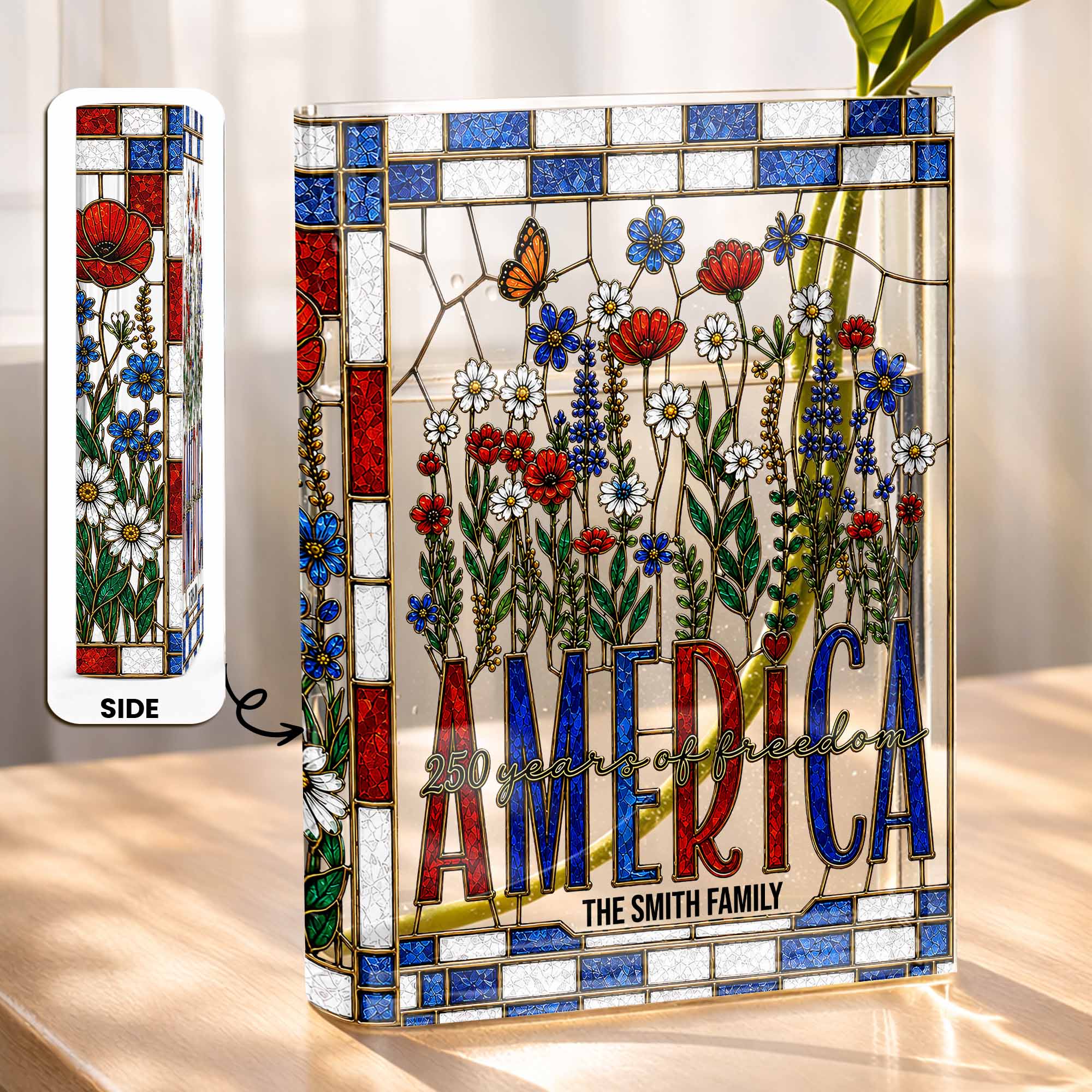 Personalized Acrylic Book Vase Custom Name Gift for Family Acrylic Book Vase GradoCreations