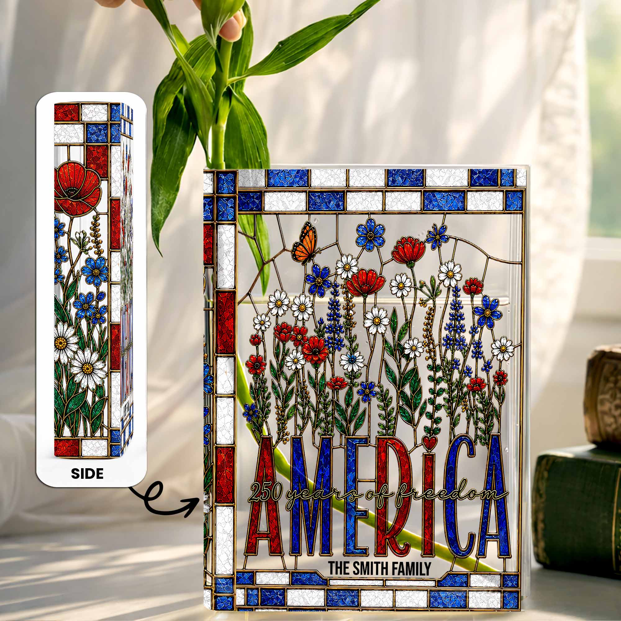 Personalized Acrylic Book Vase Custom Name Gift for Family Acrylic Book Vase GradoCreations