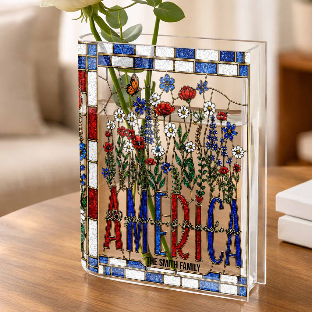Personalized Acrylic Book Vase Custom Name Gift for Family Acrylic Book Vase GradoCreations