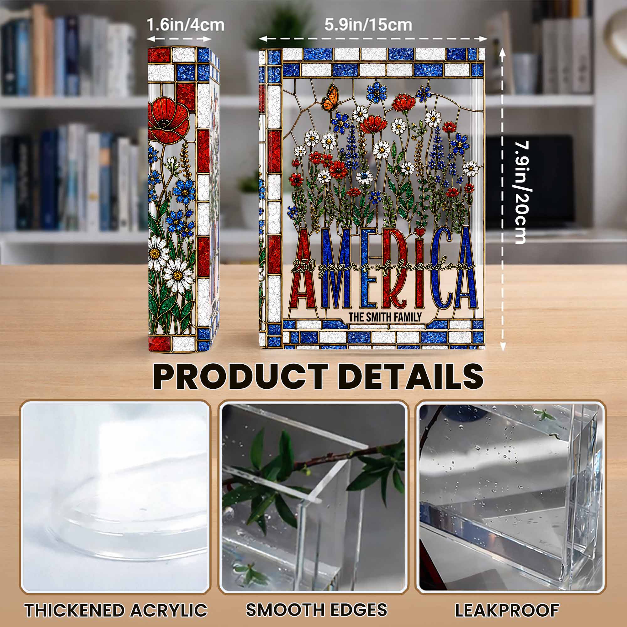 Personalized Acrylic Book Vase Custom Name Gift for Family Acrylic Book Vase GradoCreations