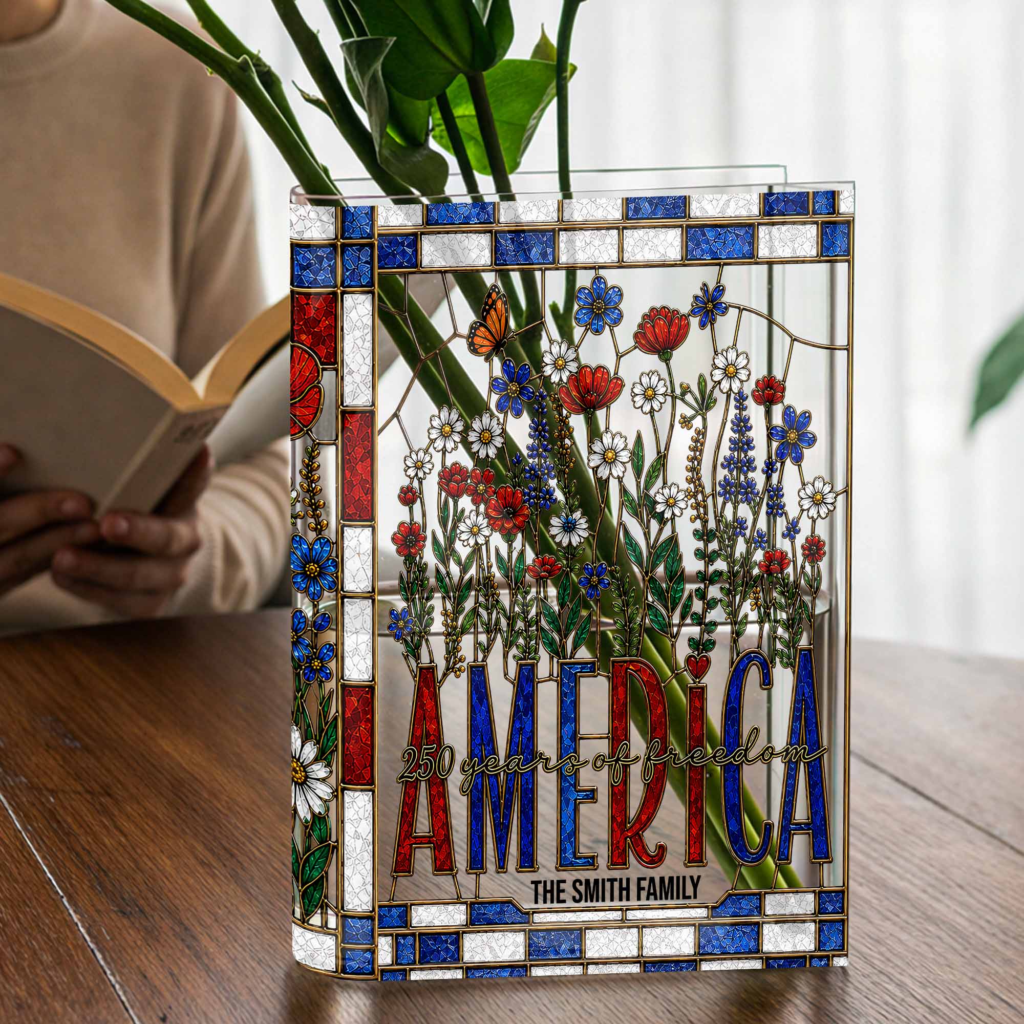 Personalized Acrylic Book Vase Custom Name Gift for Family Acrylic Book Vase GradoCreations