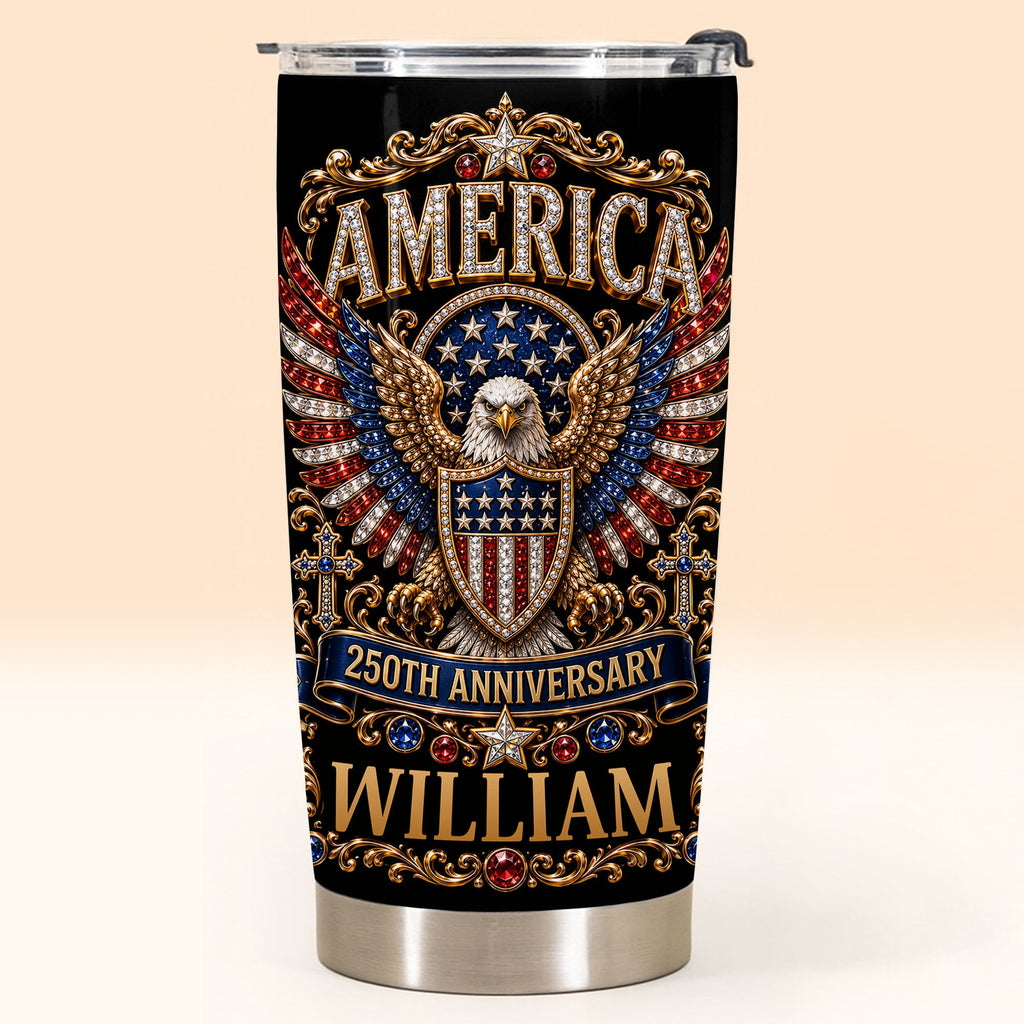 Personalized Stainless Steel Tumbler 20oz Eagle Design Gift for 250th Anniversary 20oz Tumbler GradoCreations
