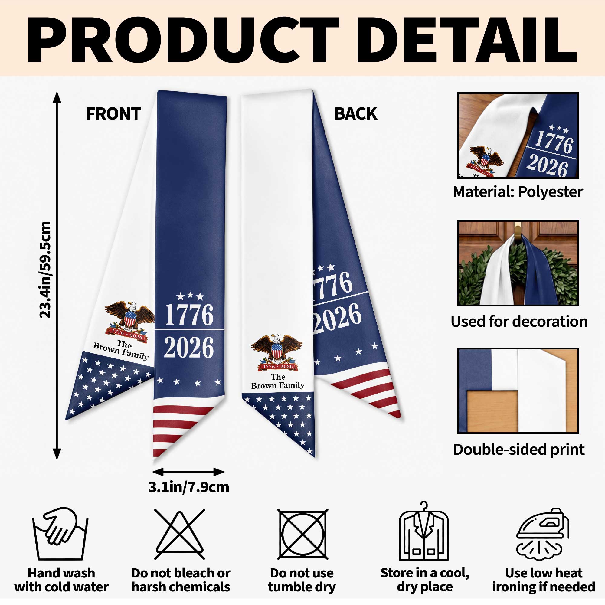 Personalized Patriotic Decorative Sash American Eagle Gift Decorative Sash GradoCreations