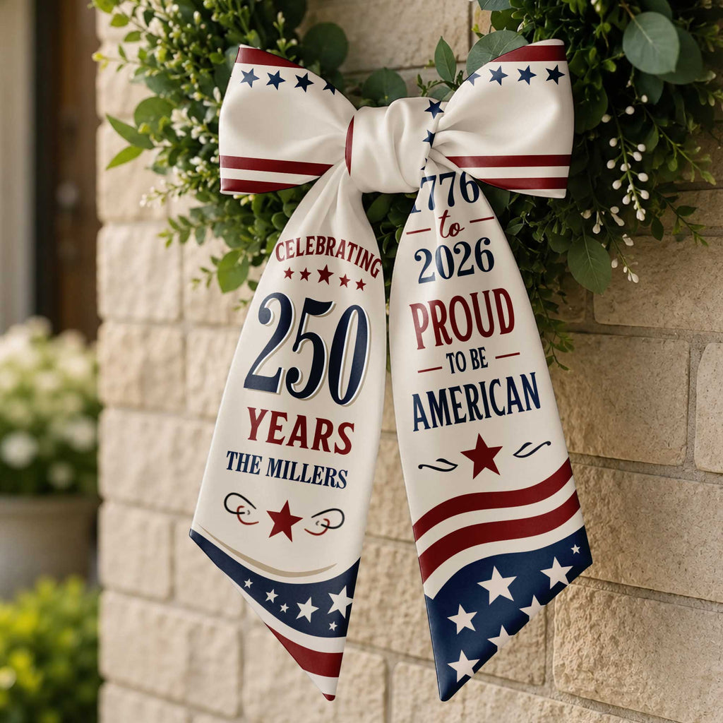 Personalized American Flag Decorative Sash Custom Family Name 4th of July Decorative Sash GradoCreations