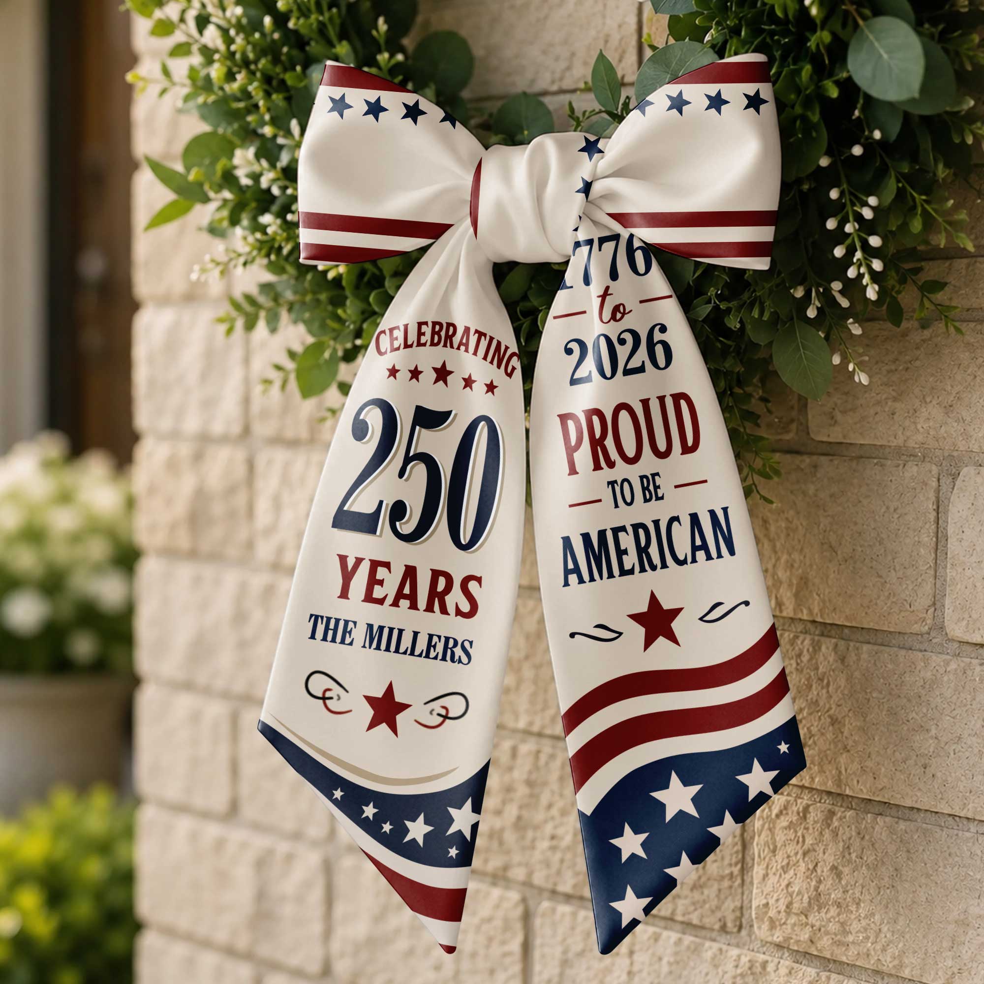 Personalized American Flag Decorative Sash Custom Family Name 4th of July Decorative Sash GradoCreations