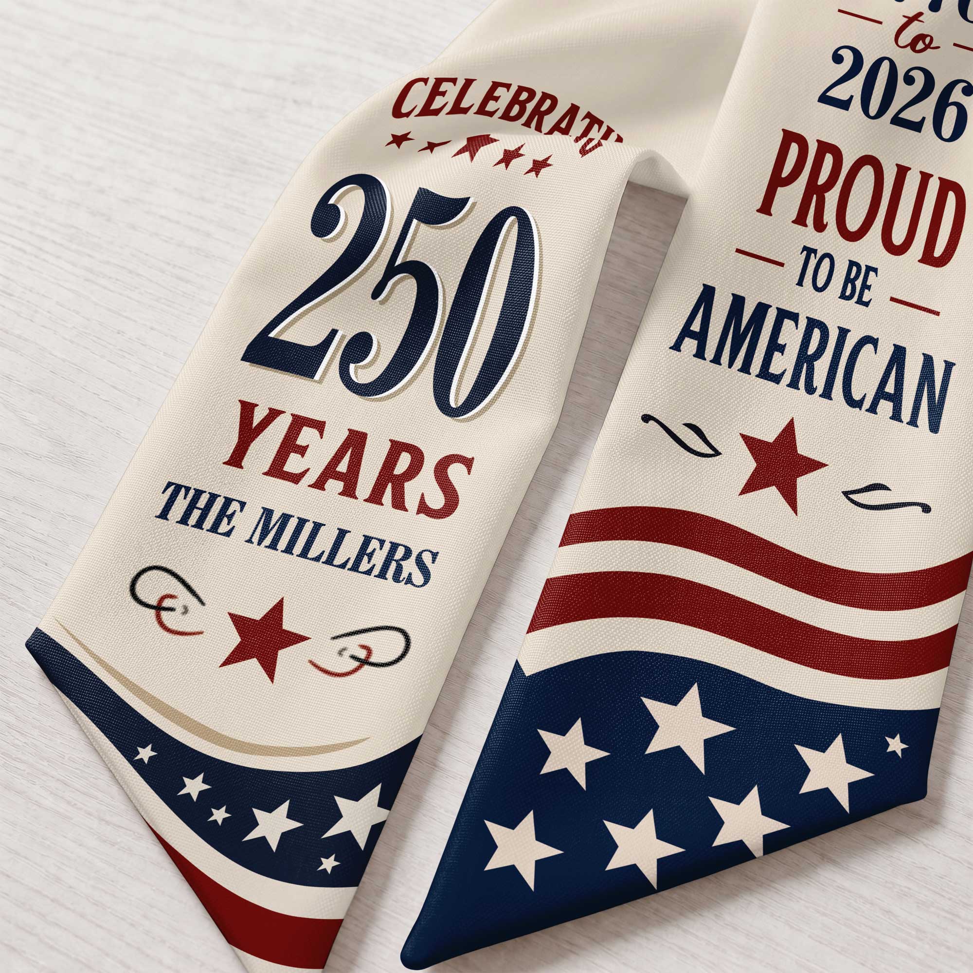 Personalized American Flag Decorative Sash Custom Family Name 4th of July Decorative Sash GradoCreations