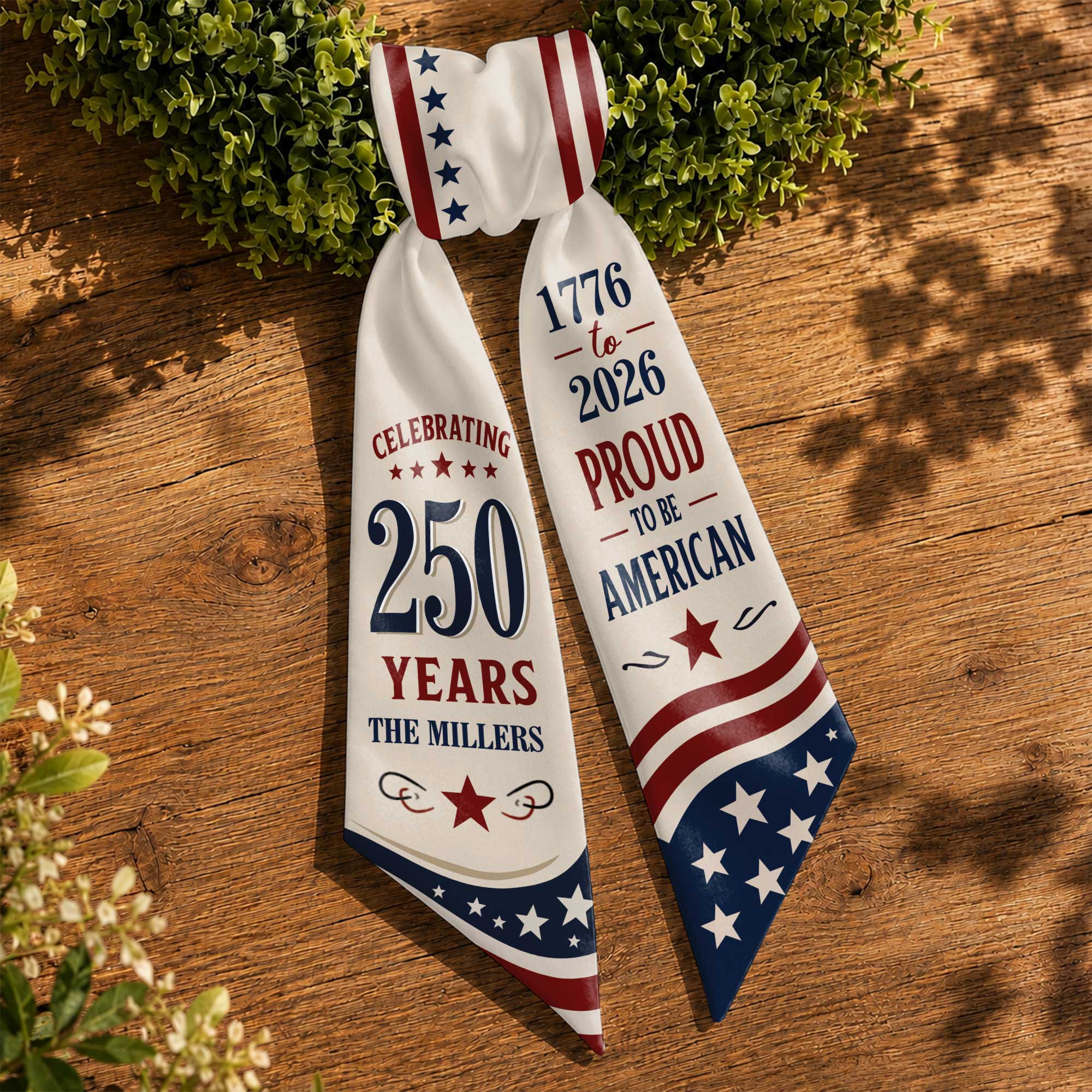Personalized American Flag Decorative Sash Custom Family Name 4th of July Decorative Sash GradoCreations