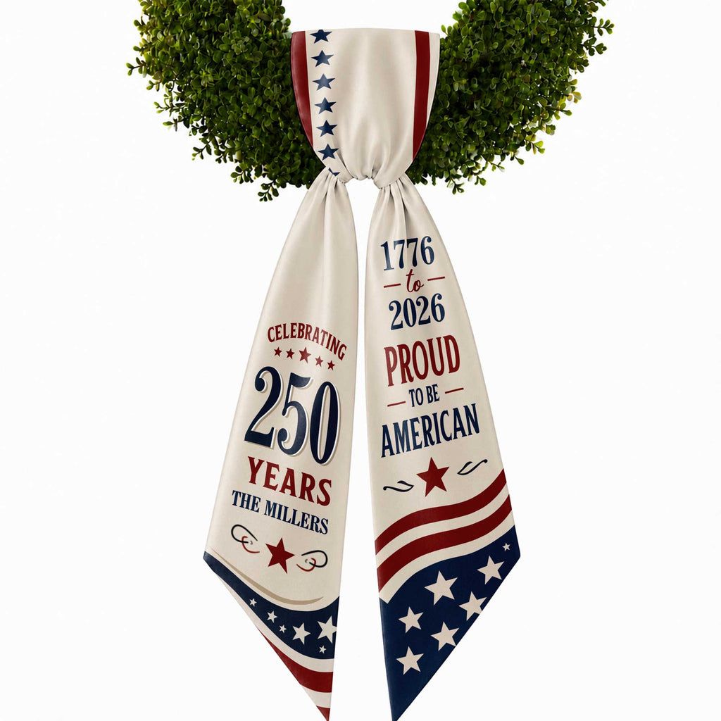 Personalized American Flag Decorative Sash Custom Family Name 4th of July Decorative Sash GradoCreations