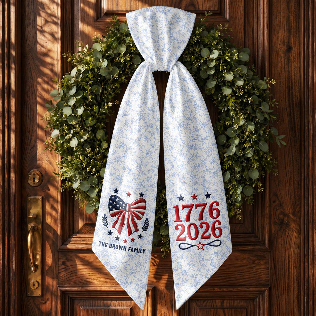Personalized Independence Day Flag Decorative Sash Custom Family Name 250th Anniversary Decorative Sash GradoCreations
