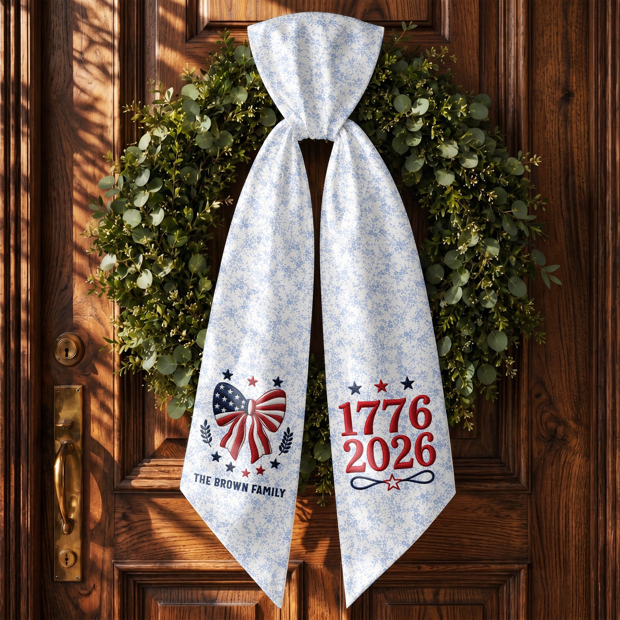 Personalized Independence Day Flag Decorative Sash Custom Family Name 250th Anniversary Decorative Sash GradoCreations
