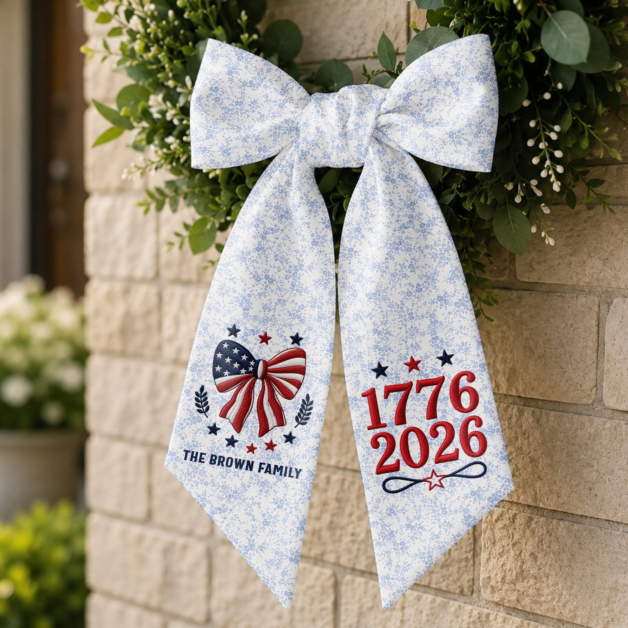 Personalized Independence Day Flag Decorative Sash Custom Family Name 250th Anniversary Decorative Sash GradoCreations
