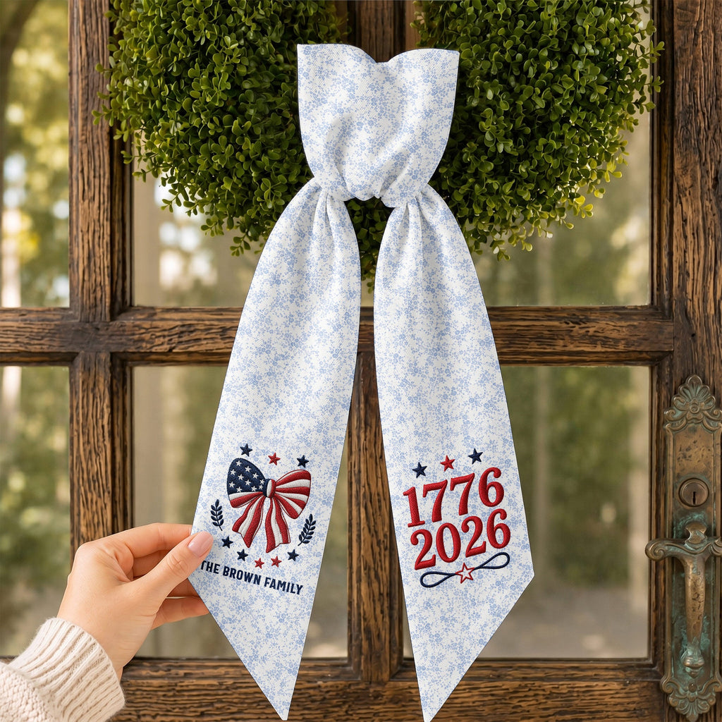 Personalized Independence Day Flag Decorative Sash Custom Family Name 250th Anniversary Decorative Sash GradoCreations