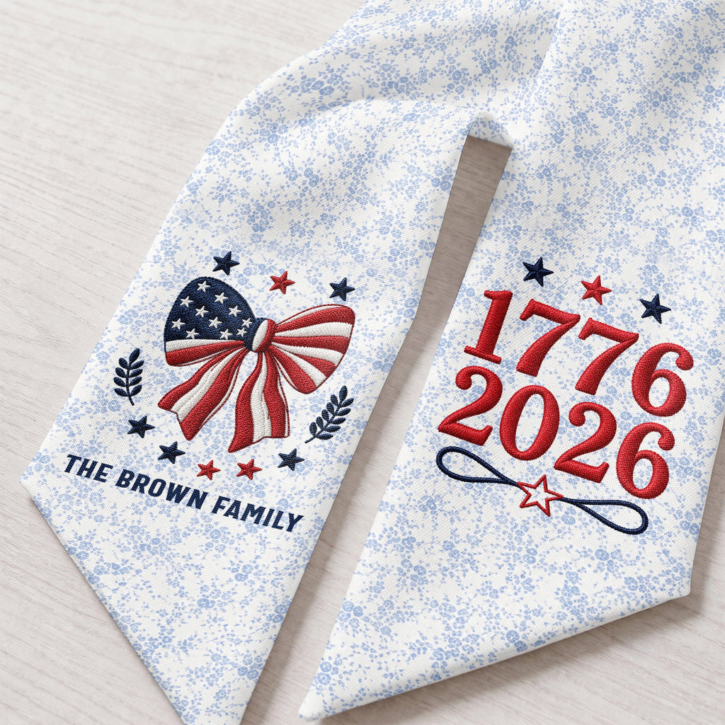 Personalized Independence Day Flag Decorative Sash Custom Family Name 250th Anniversary Decorative Sash GradoCreations