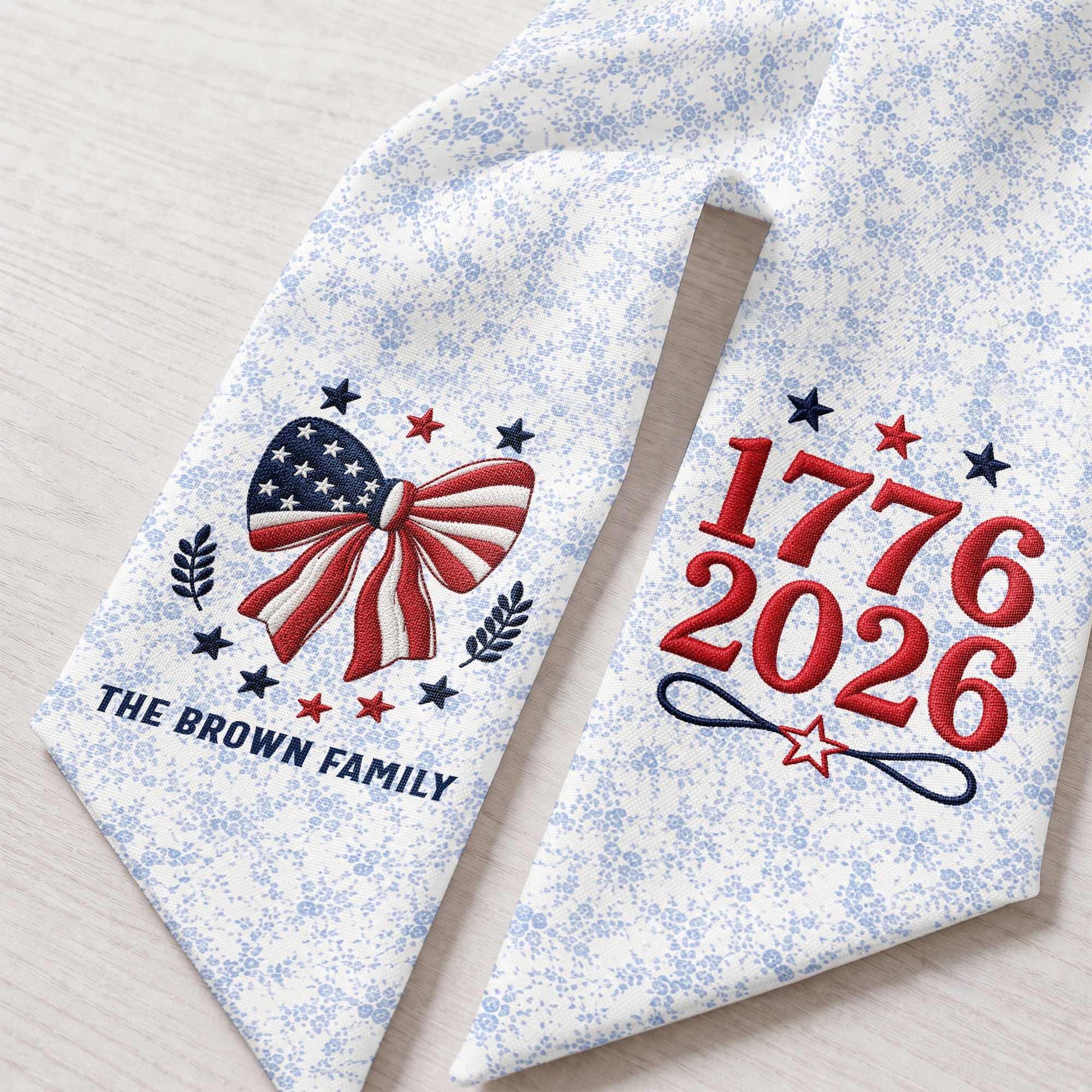 Personalized Independence Day Flag Decorative Sash Custom Family Name 250th Anniversary Decorative Sash GradoCreations