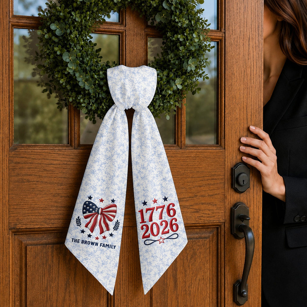 Personalized Independence Day Flag Decorative Sash Custom Family Name 250th Anniversary Decorative Sash GradoCreations