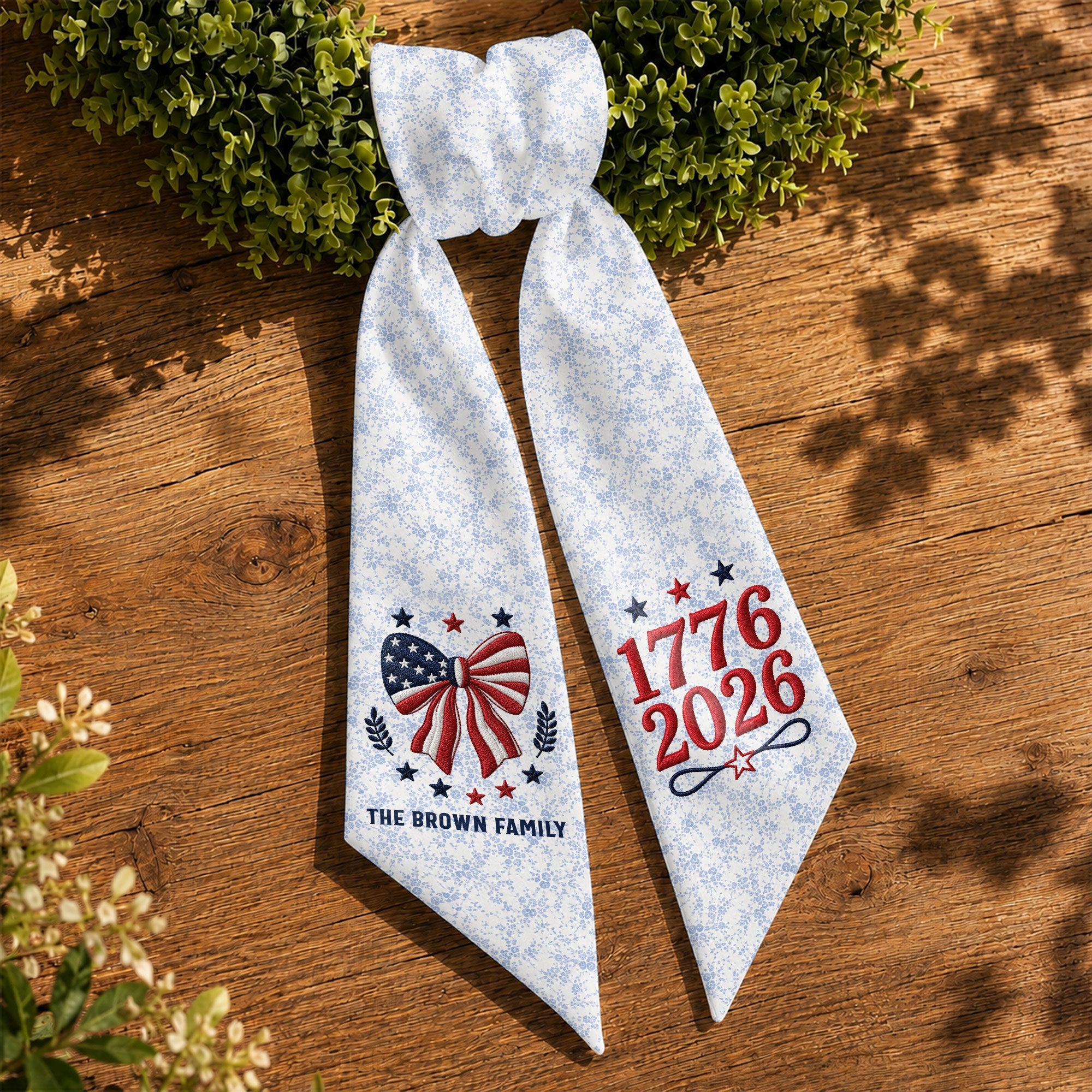 Personalized Independence Day Flag Decorative Sash Custom Family Name 250th Anniversary Decorative Sash GradoCreations