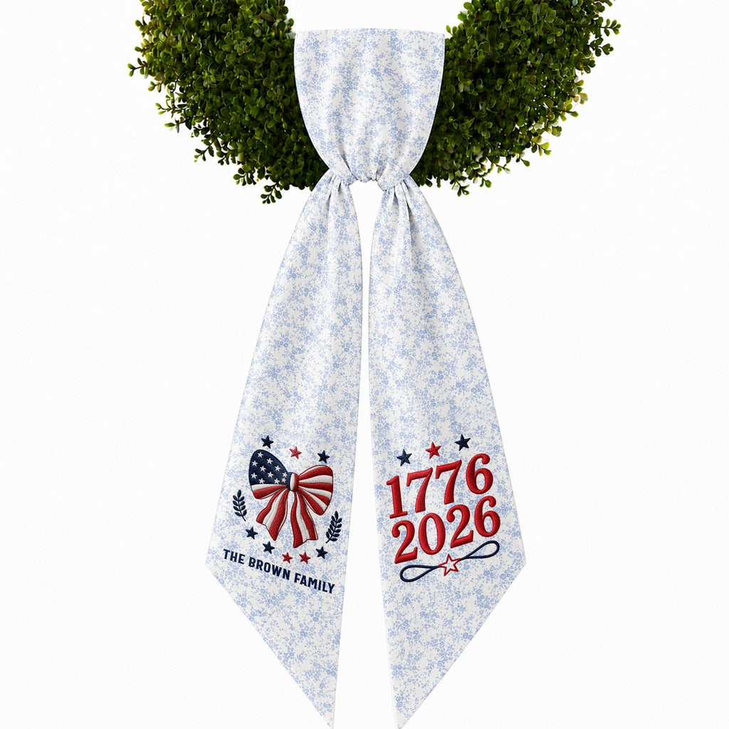 Personalized Independence Day Flag Decorative Sash Custom Family Name 250th Anniversary Decorative Sash GradoCreations