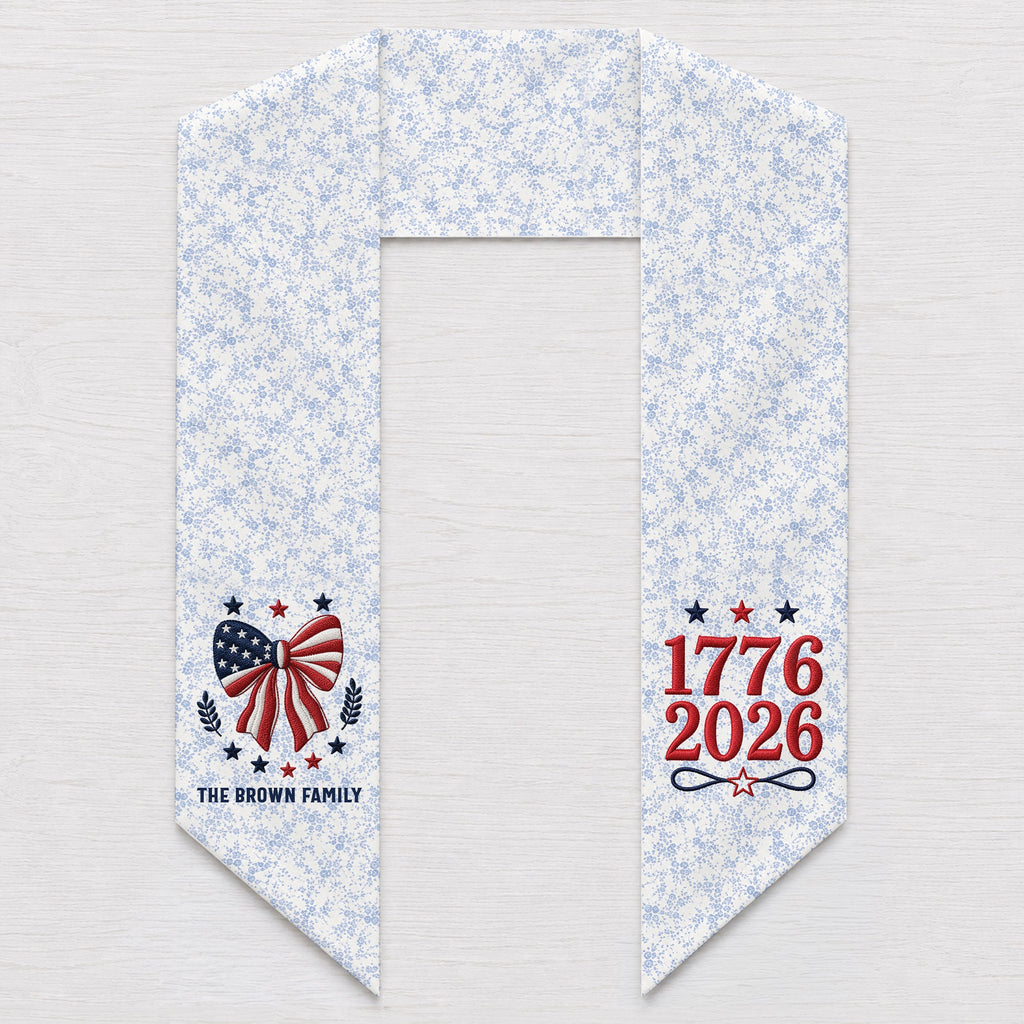 Personalized Independence Day Flag Decorative Sash Custom Family Name 250th Anniversary Decorative Sash GradoCreations