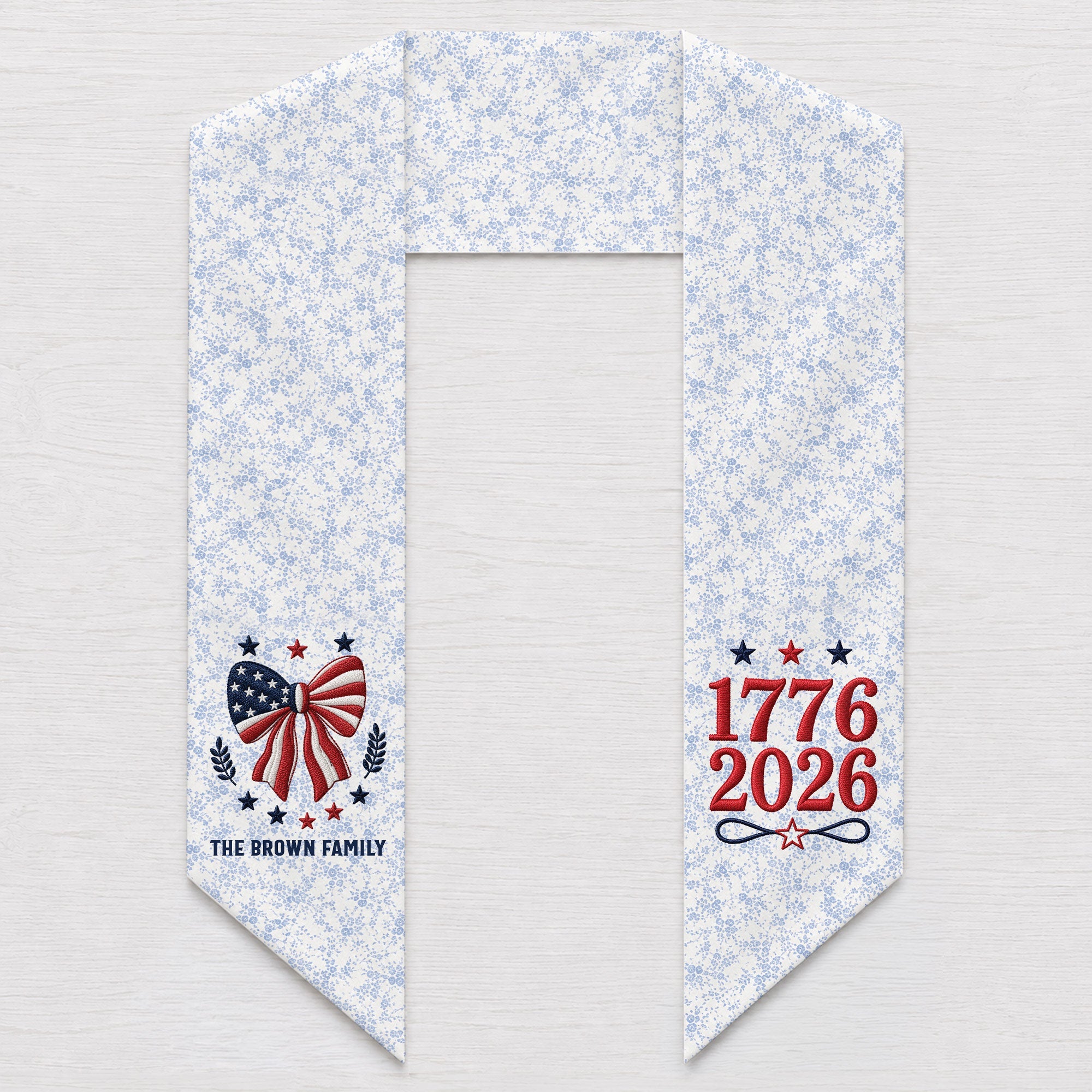 Personalized Independence Day Flag Decorative Sash Custom Family Name 250th Anniversary Decorative Sash GradoCreations