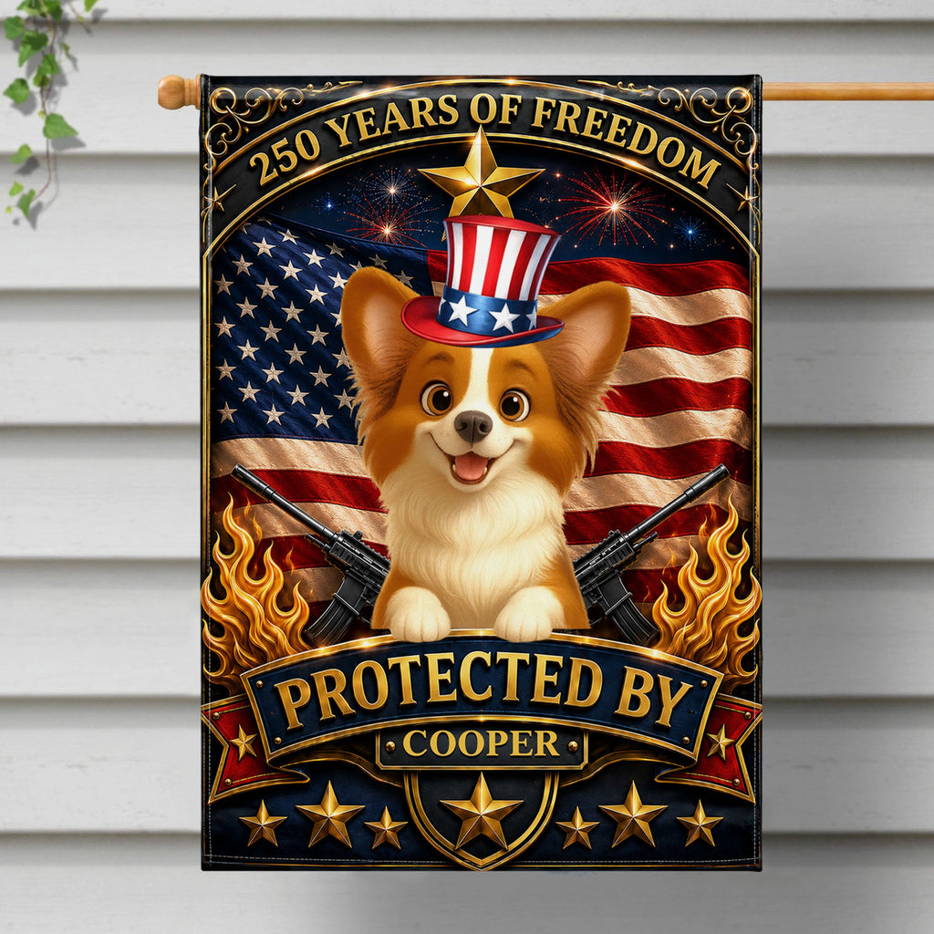 Custom USA Flag with Dog Design - Personalized Garden Flag Gift Garden Flag GradoCreations