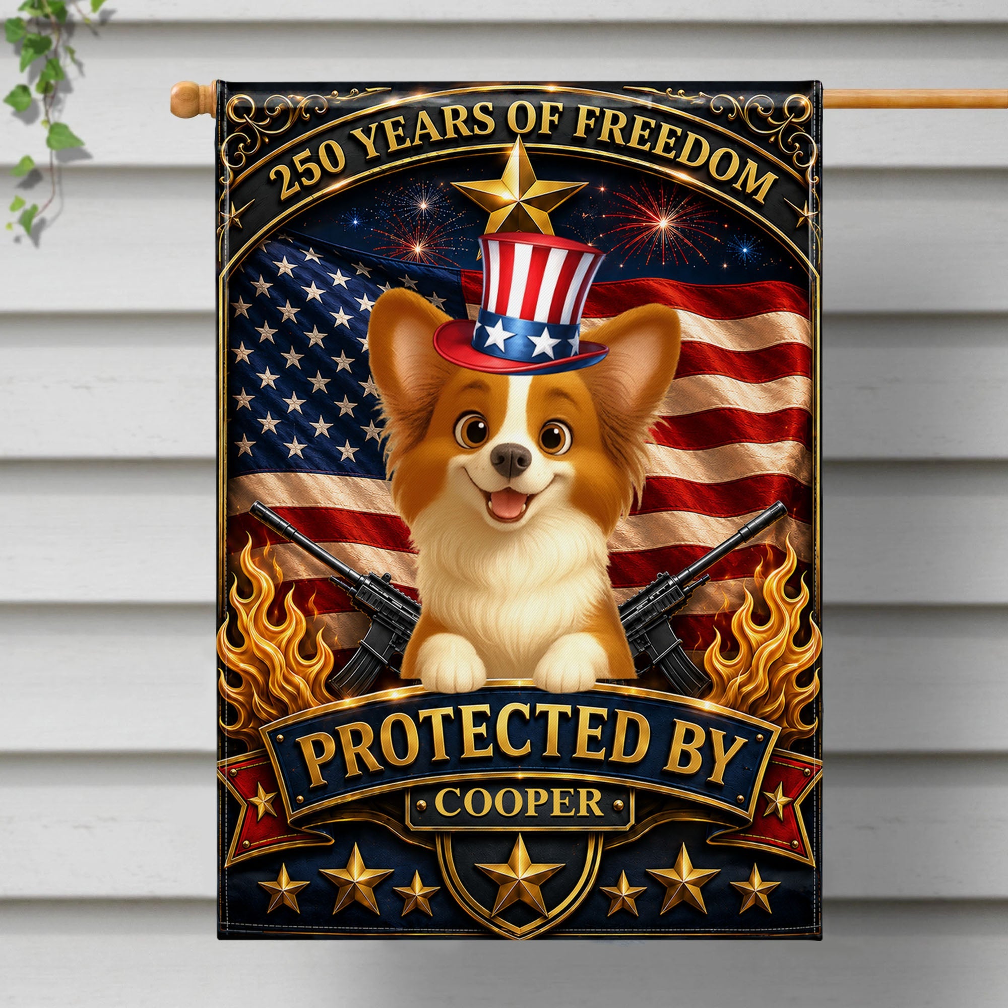 Custom USA Flag with Dog Design - Personalized Garden Flag Gift Garden Flag GradoCreations