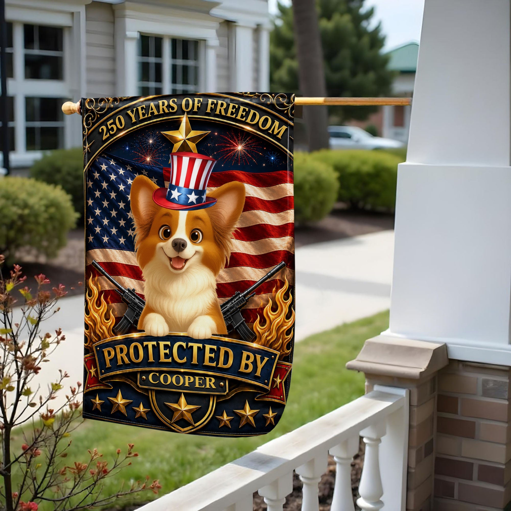 Custom USA Flag with Dog Design - Personalized Garden Flag Gift Garden Flag GradoCreations
