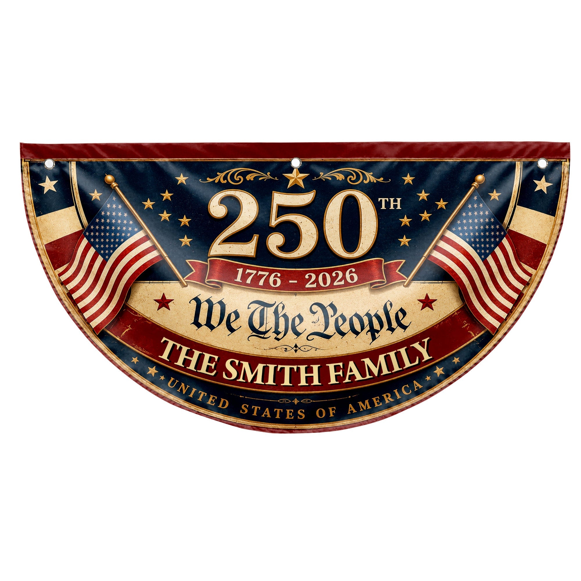 Personalized USA Flag Non-Pleated Fan Flag Custom Family Gift Non-Pleated Fan Flag GradoCreations