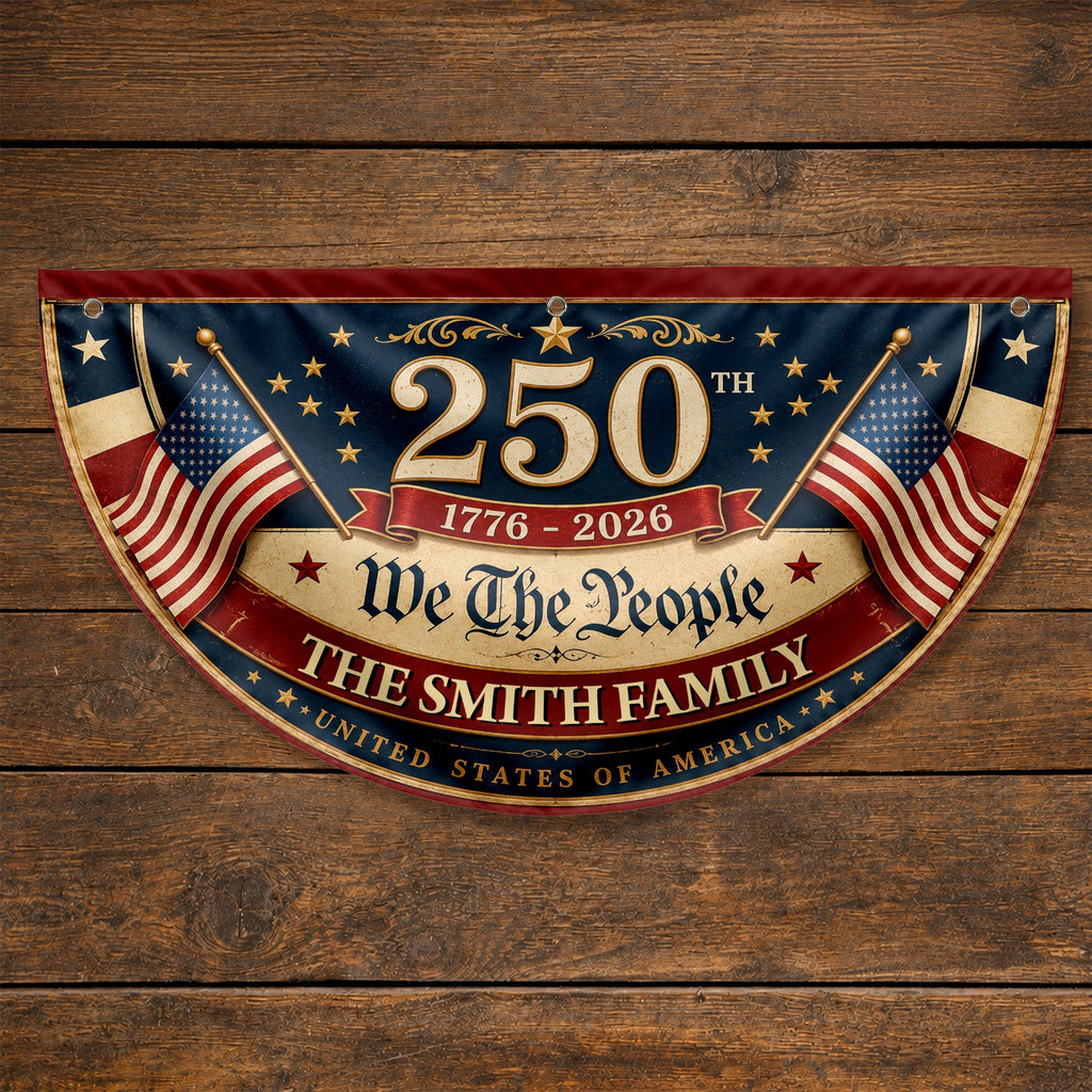 Personalized USA Flag Non-Pleated Fan Flag Custom Family Gift Non-Pleated Fan Flag GradoCreations