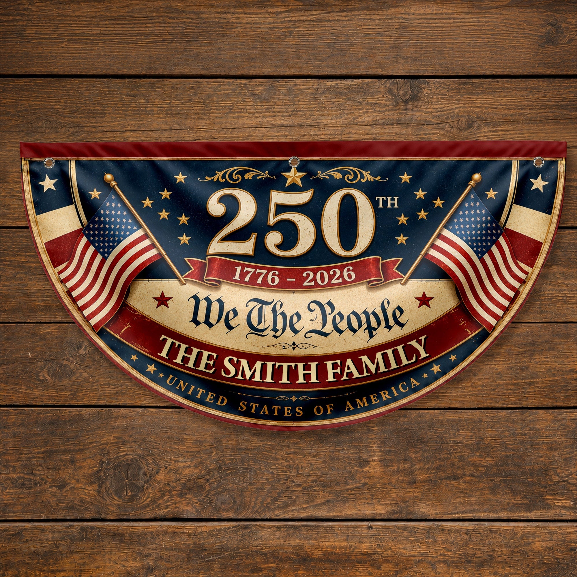 Personalized USA Flag Non-Pleated Fan Flag Custom Family Gift Non-Pleated Fan Flag GradoCreations