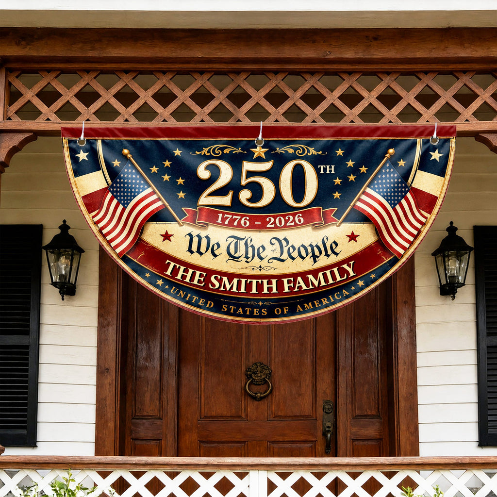 Personalized USA Flag Non-Pleated Fan Flag Custom Family Gift Non-Pleated Fan Flag GradoCreations