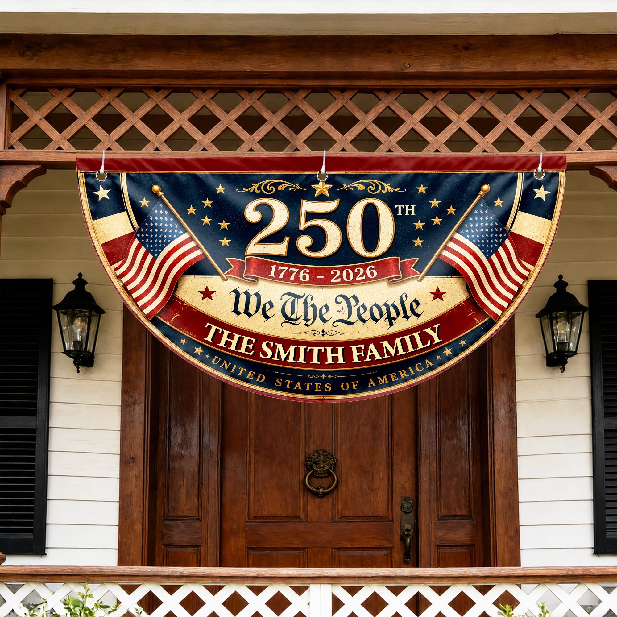 Personalized USA Flag Non-Pleated Fan Flag Custom Family Gift Non-Pleated Fan Flag GradoCreations