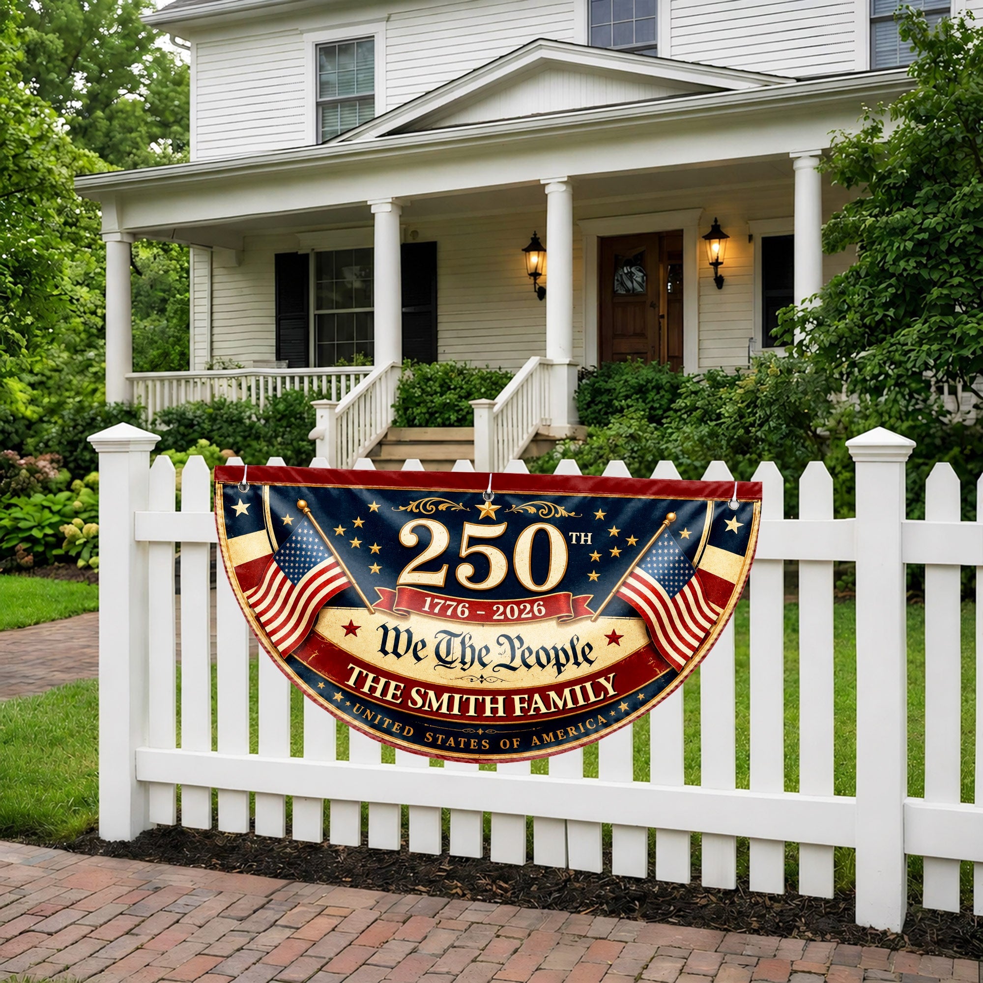 Personalized USA Flag Non-Pleated Fan Flag Custom Family Gift Non-Pleated Fan Flag GradoCreations