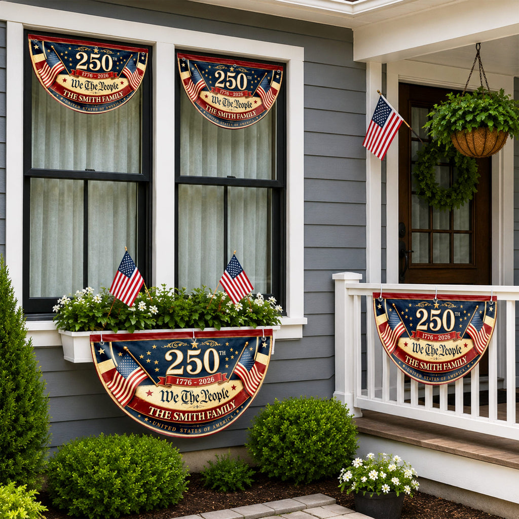Personalized USA Flag Non-Pleated Fan Flag Custom Family Gift Non-Pleated Fan Flag GradoCreations