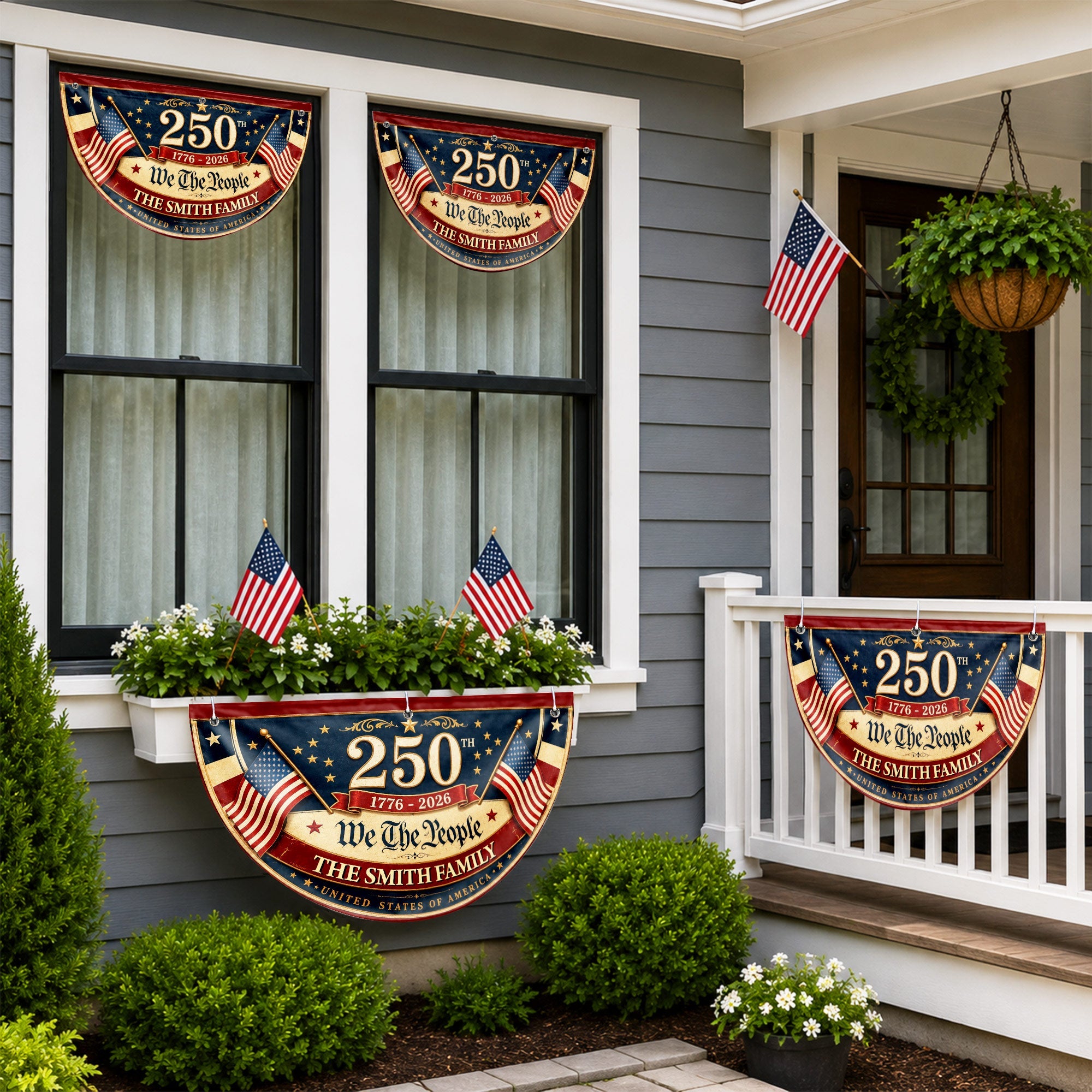 Personalized USA Flag Non-Pleated Fan Flag Custom Family Gift Non-Pleated Fan Flag GradoCreations
