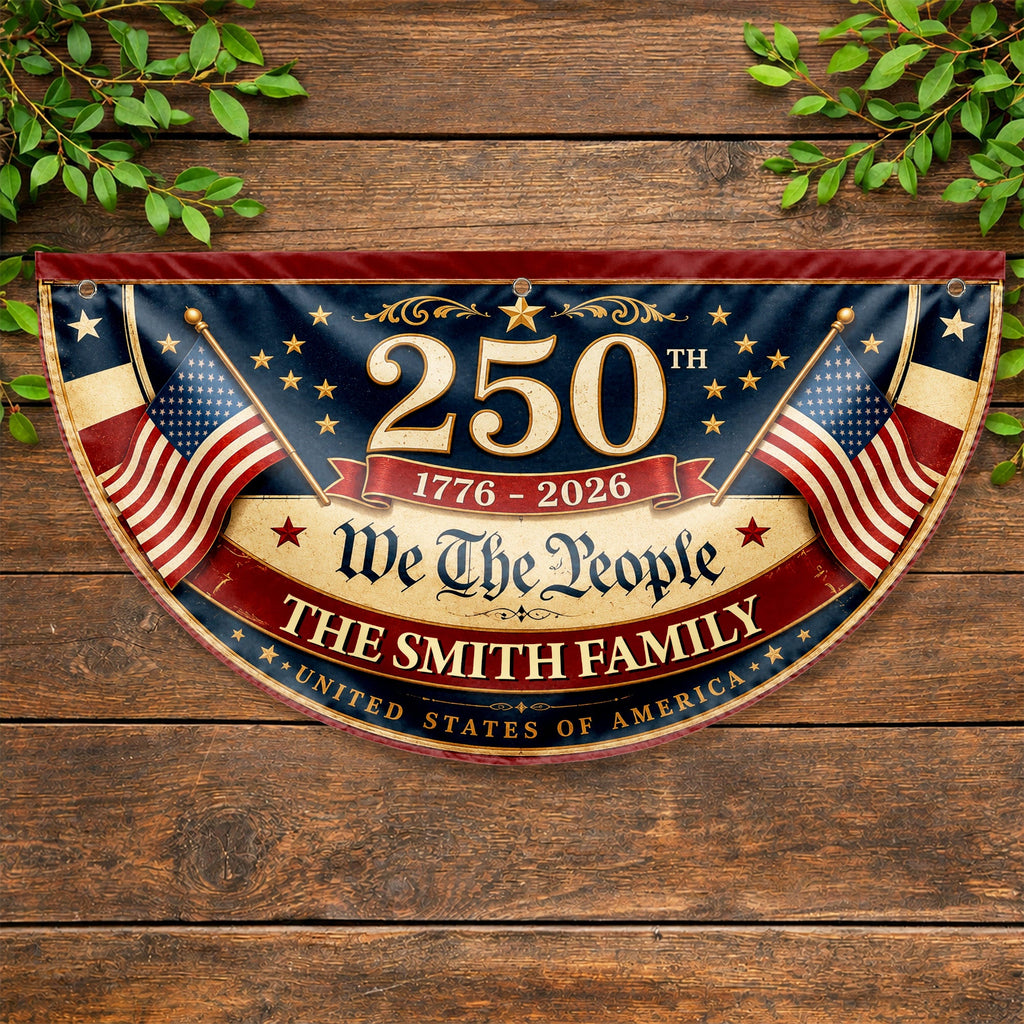 Personalized USA Flag Non-Pleated Fan Flag Custom Family Gift Non-Pleated Fan Flag GradoCreations