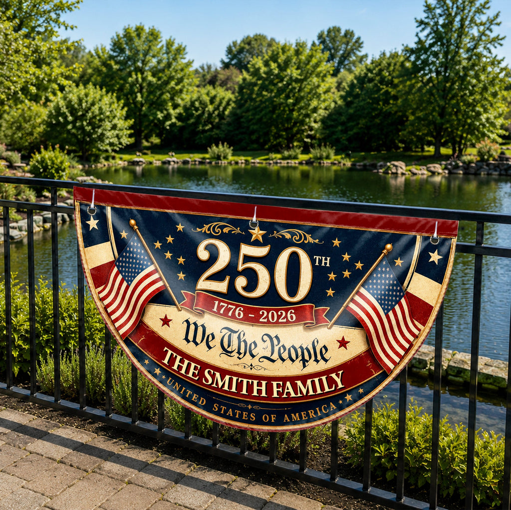 Personalized USA Flag Non-Pleated Fan Flag Custom Family Gift Non-Pleated Fan Flag GradoCreations