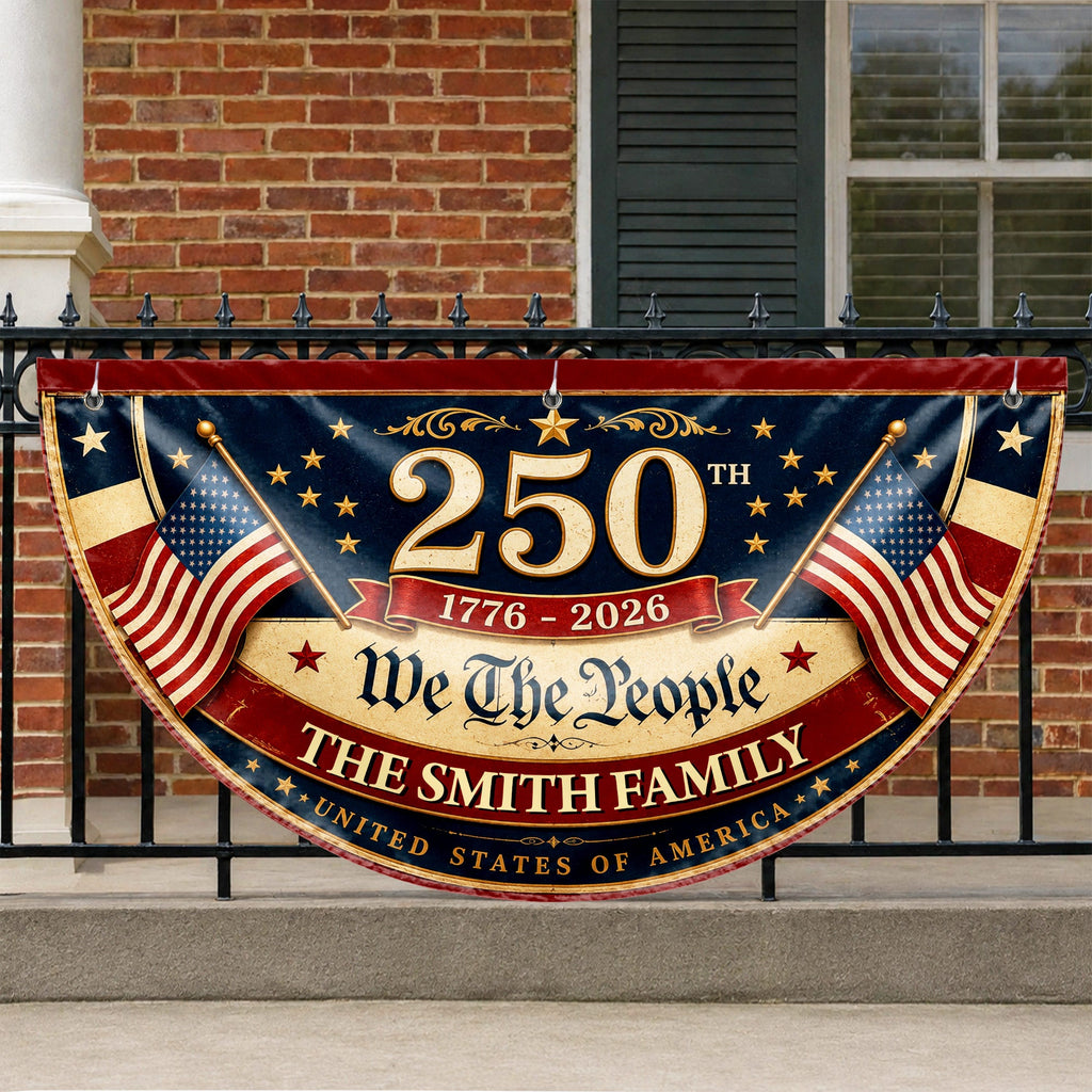 Personalized USA Flag Non-Pleated Fan Flag Custom Family Gift Non-Pleated Fan Flag GradoCreations