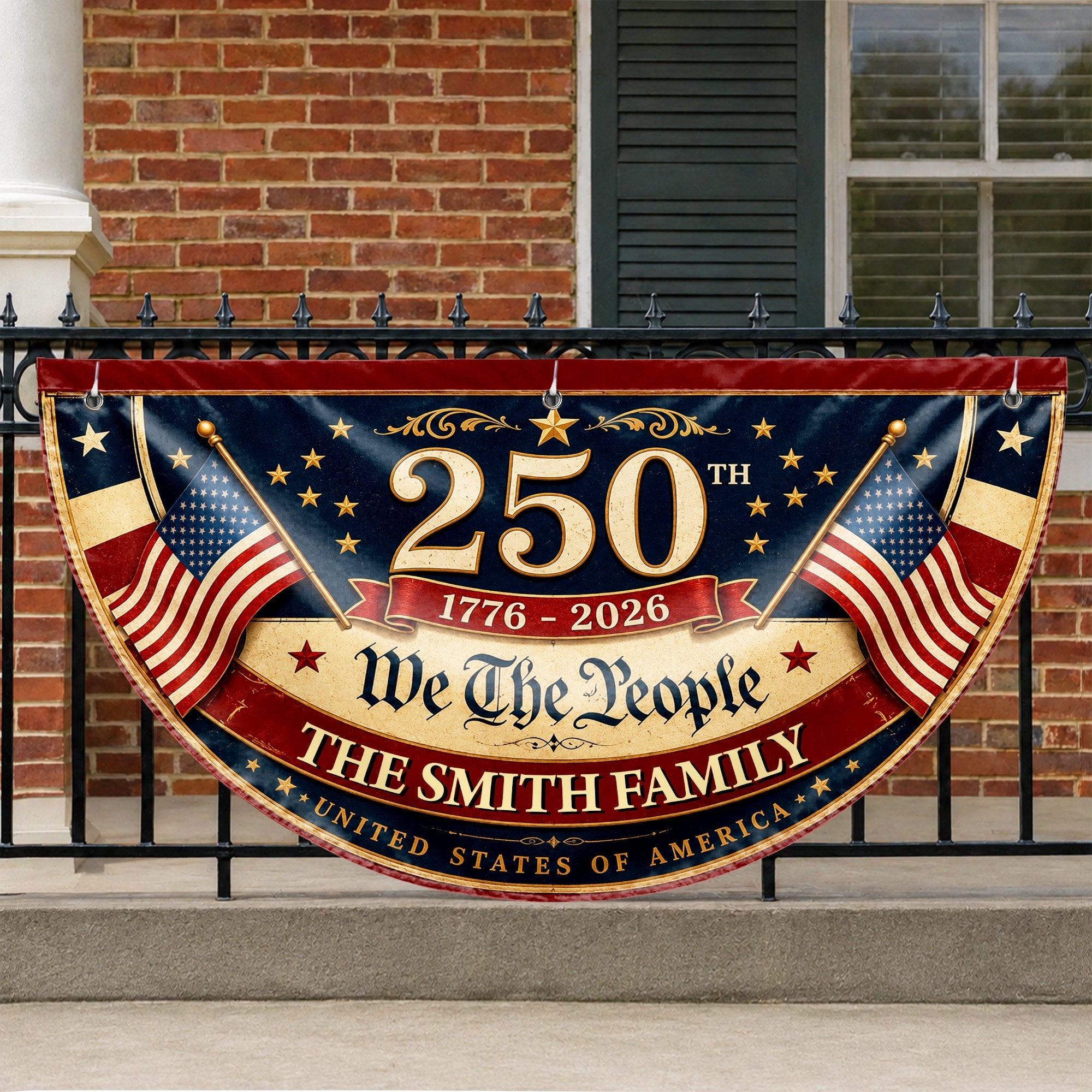 Personalized USA Flag Non-Pleated Fan Flag Custom Family Gift Non-Pleated Fan Flag GradoCreations