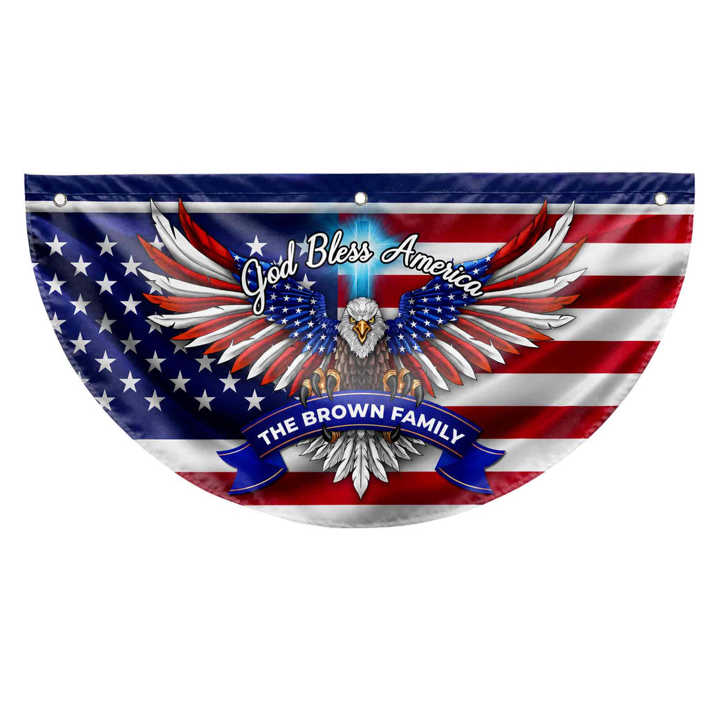 Personalized American Flag Fan Flag Custom Family Name 4th of July Gift Non-Pleated Fan Flag GradoCreations
