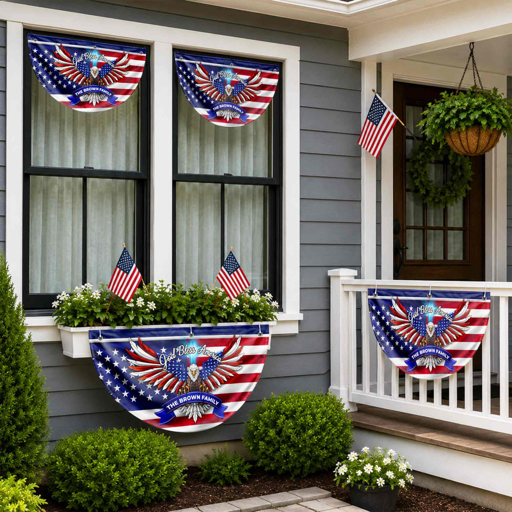 Personalized American Flag Fan Flag Custom Family Name 4th of July Gift Non-Pleated Fan Flag GradoCreations