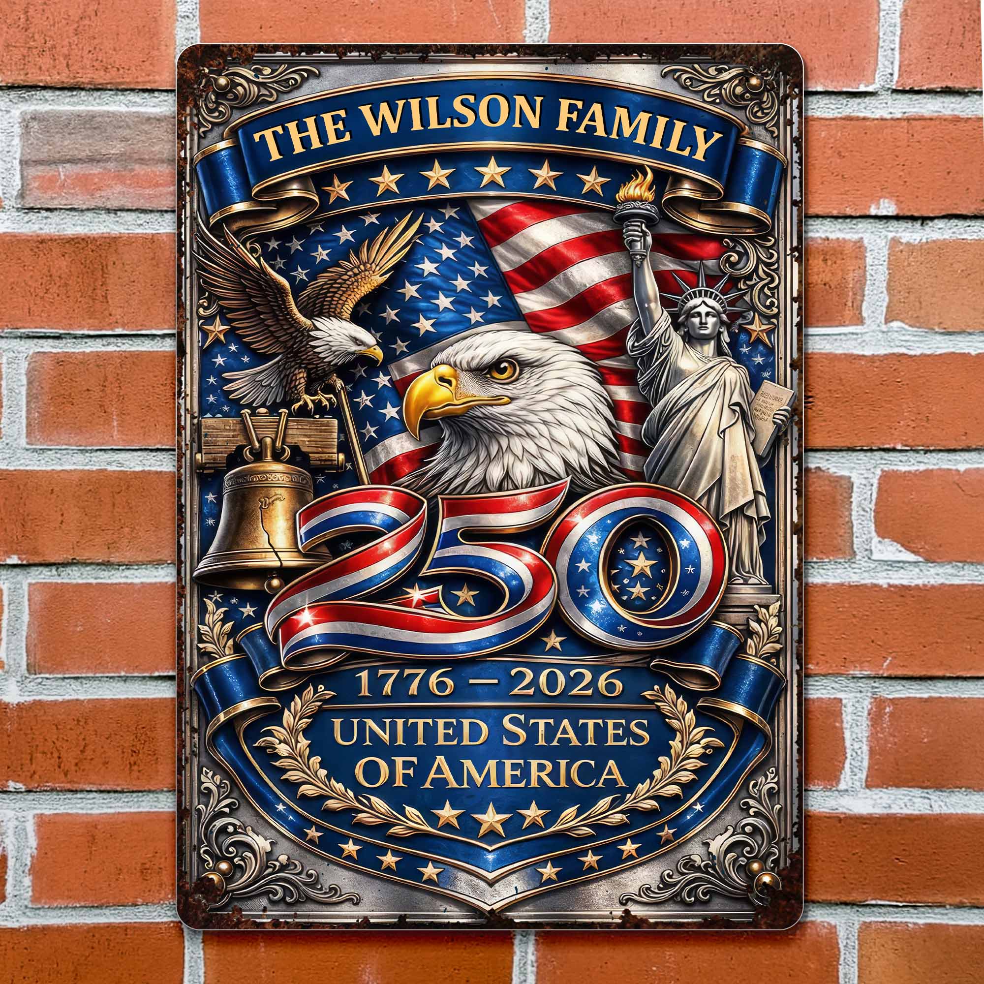 Personalized 250th Anniversary Metal Sign Custom Name Gift Metal Sign GradoCreations
