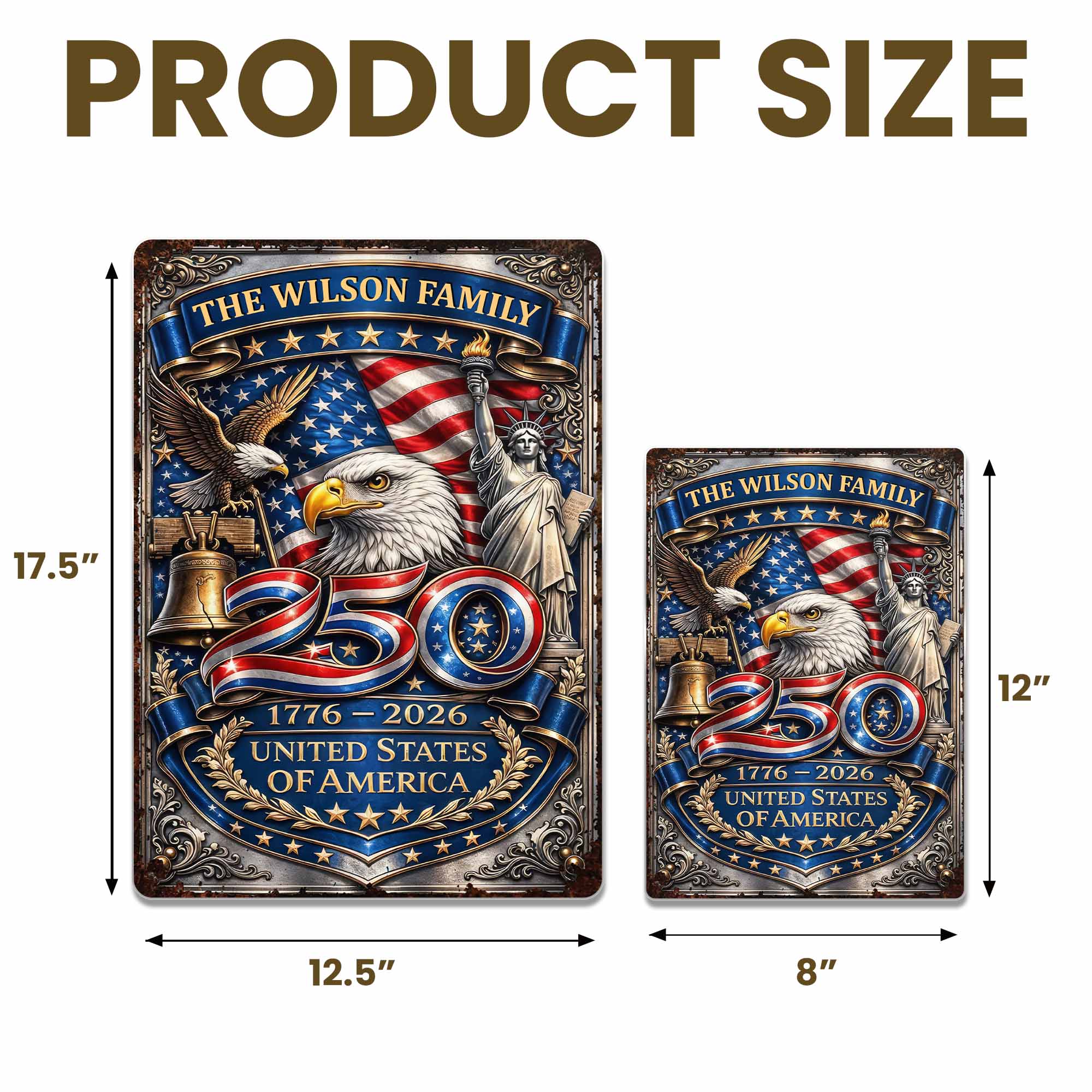Personalized 250th Anniversary Metal Sign Custom Name Gift Metal Sign GradoCreations