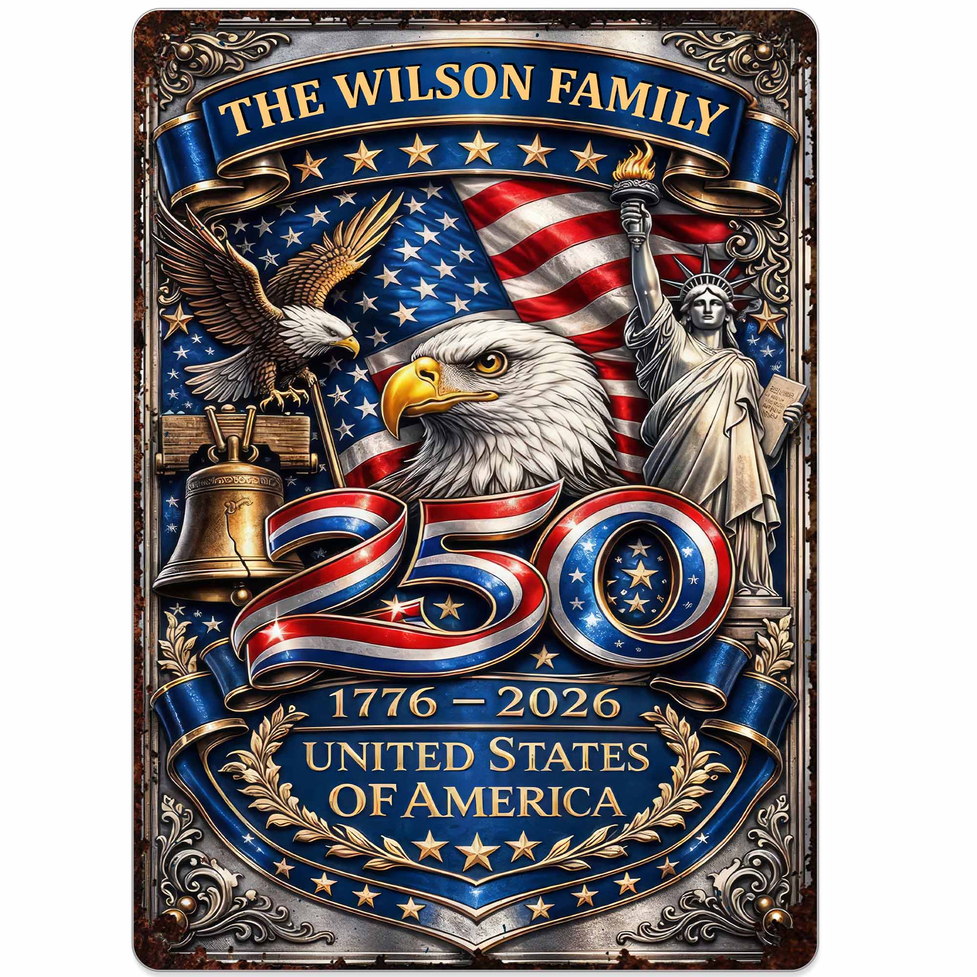Personalized 250th Anniversary Metal Sign Custom Name Gift Metal Sign GradoCreations