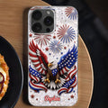 Personalized Clear Phone Case Patriotic Eagle USA Flag Gift