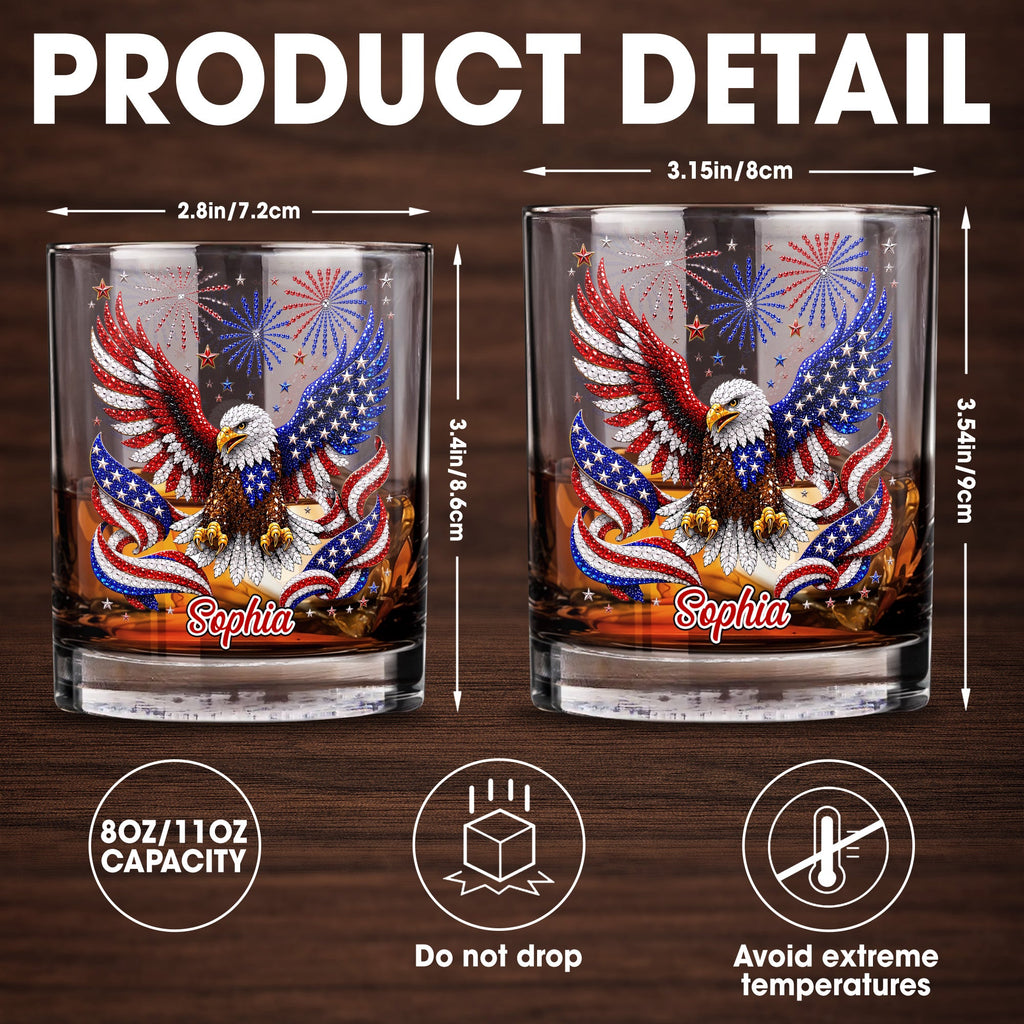 Personalized Custom Whiskey Glass USA Flag Eagle Gift for Dad