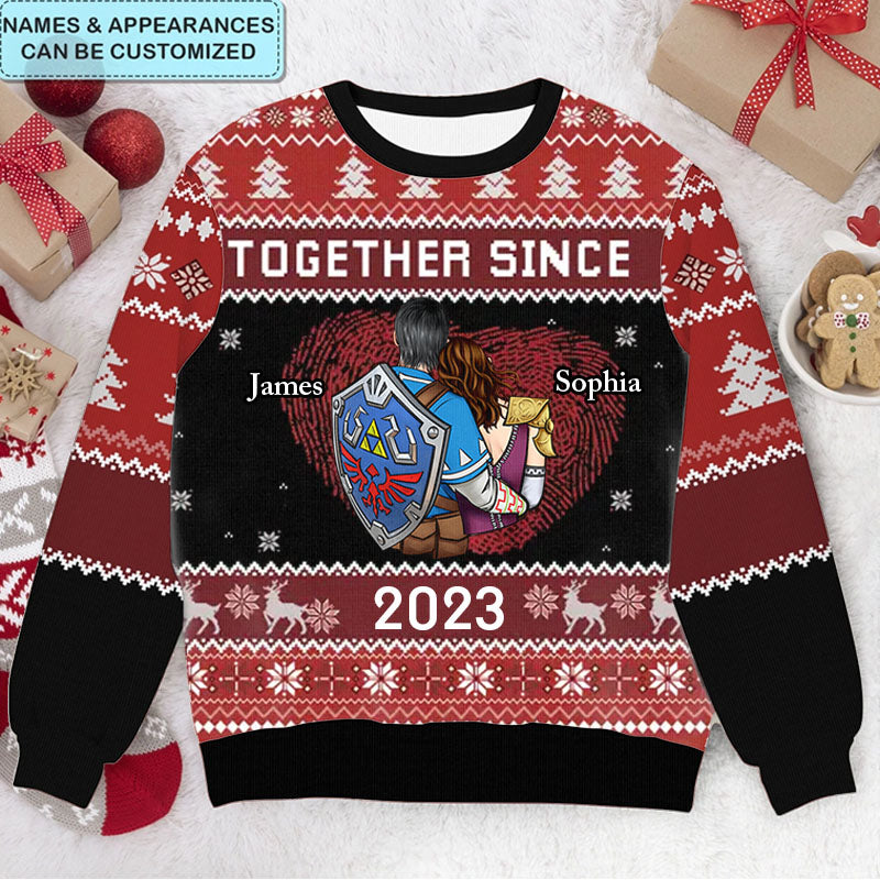 Personalized Ugly Sweater Custom Names Christmas Gift for Couple