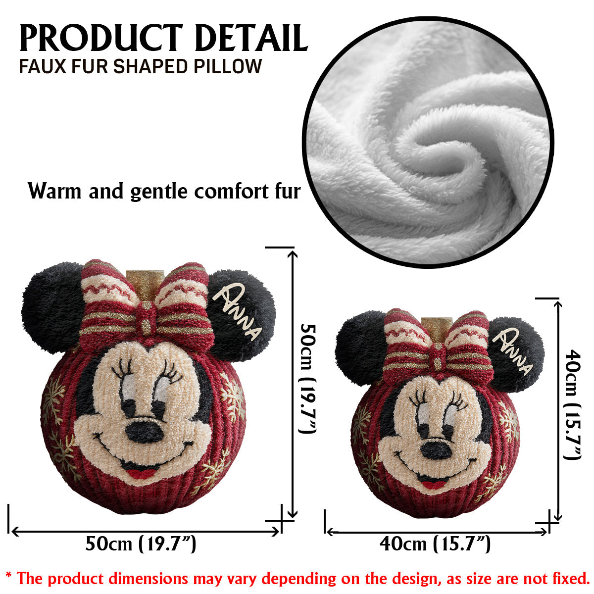 Personalized Mouse Shaped Pillow Unique Christmas Gift for Kids Faux Fur Shaped Pillow GradoCreations